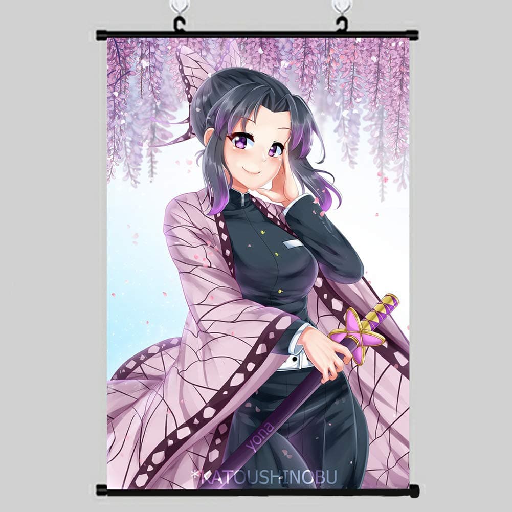 Mio Sama Kimetsu No Yaiba Poster,japanese Anime Demon Slayer Kochou Shinobu Fabric Wall Scroll Hanging Decor For Living Room-e 80x120cm(31x47inch)