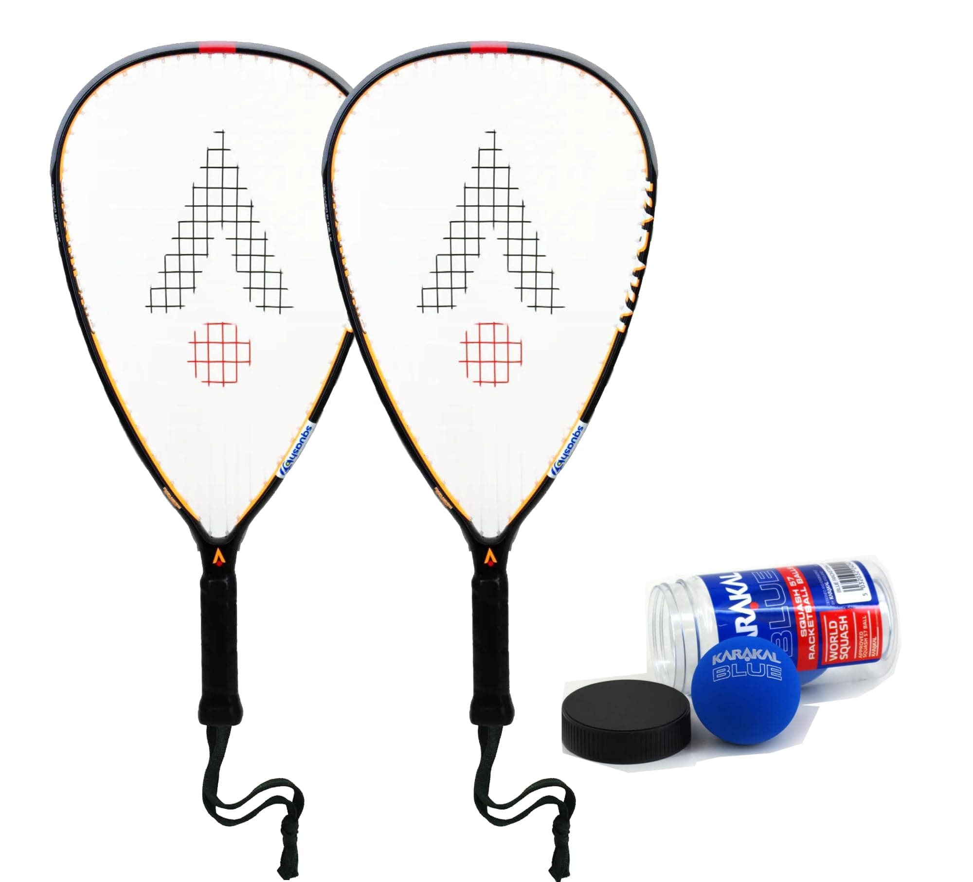Karakal CRX Hybrid Racketball/Squash 57 Twin Racket Set includes Racketball balls