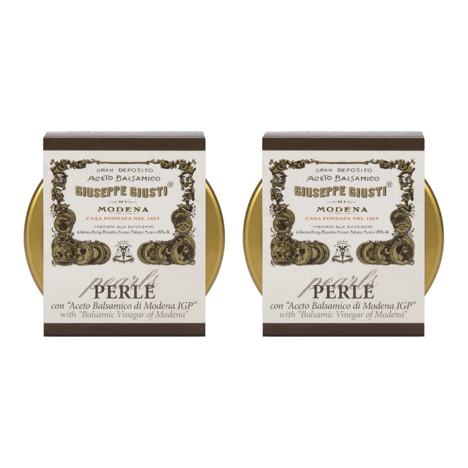 Giusti Balsamic Vinegar Pearls – Authentic Italian Gourmet Aceto Balsamico di Modena Caviar for Finishing on Meats, Salads, Seafood, Desserts, & Cocktails, Premium Garnish – 1.35 oz (40 g) - Pack of 2