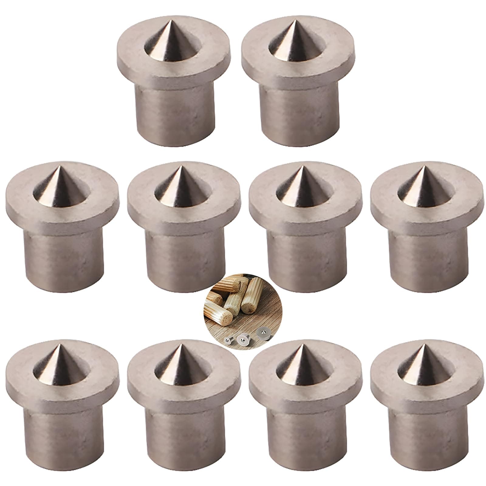 CESFONJER Dowel Pin Center Woodworking Alignment Tool Points Marker Drill Center, 5 mm Dowel Drill Center Points Pin Set (10 pcs)