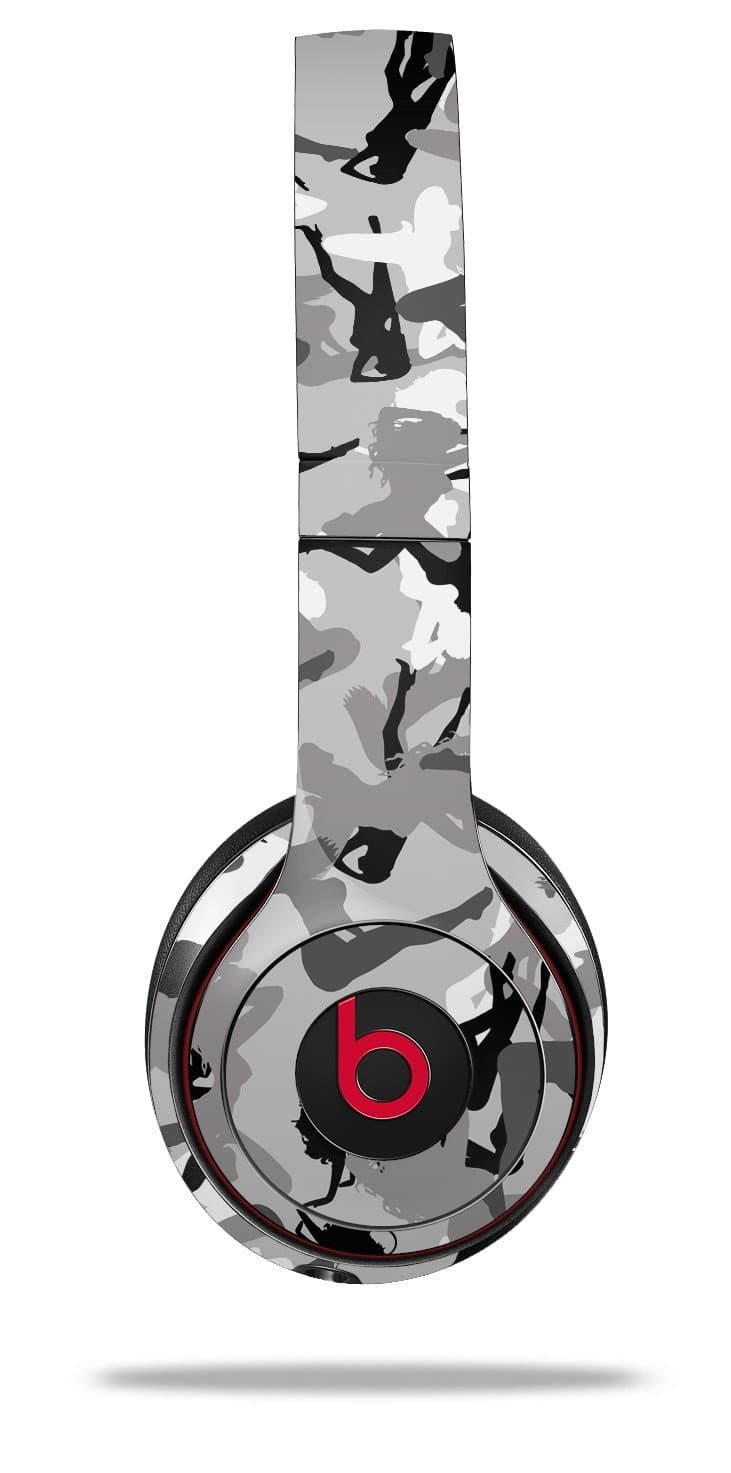 Skin Compatible with Beats Solo 4, Solo 3 and Solo 2 Wireless Headphones - Sexy Girl Silhouette Camo Gray - Decal Vinyl Wrap (Headphones NOT Included)