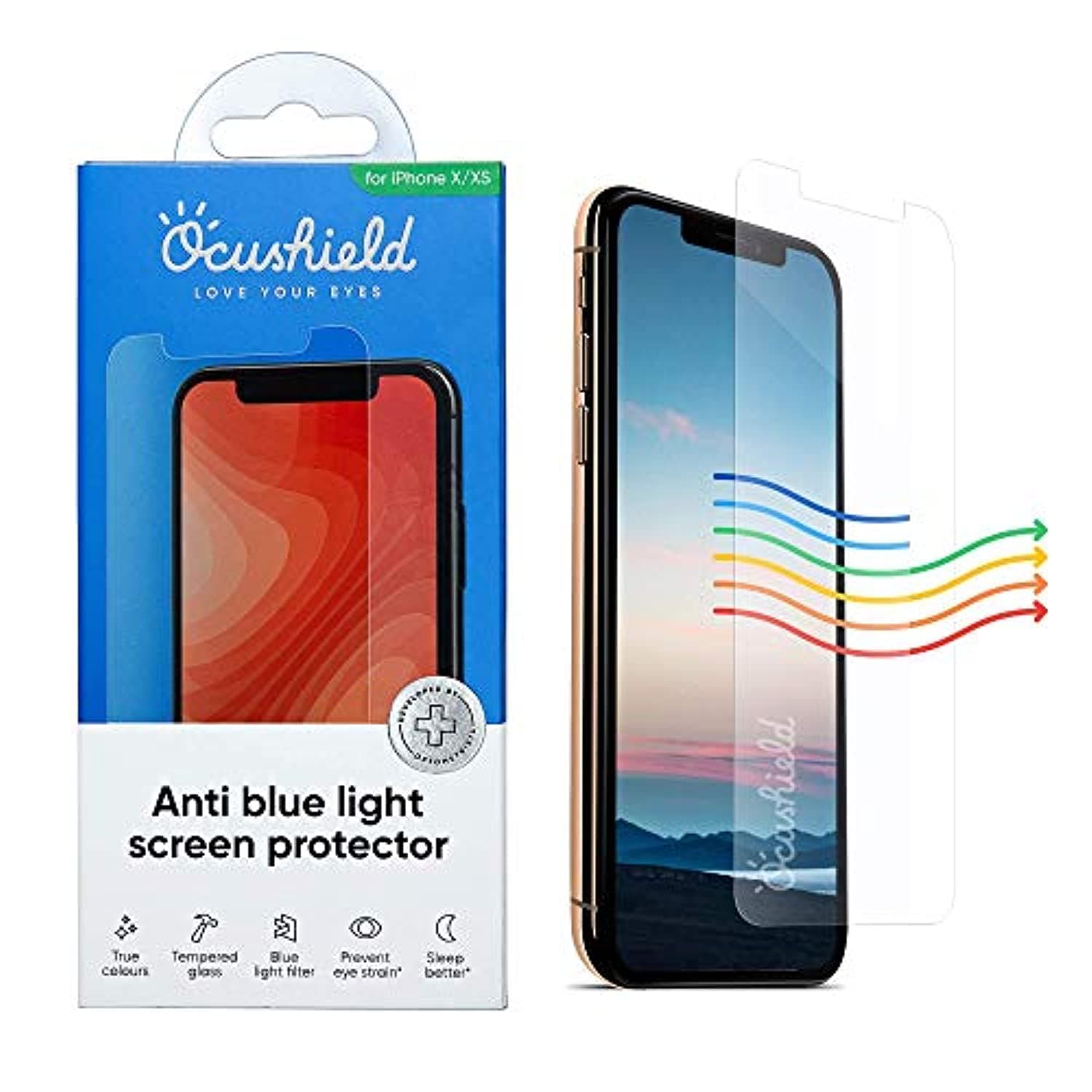 Ocushield Anti Blue Light Tempered Glass Screen Protector For iPhone XR/iPhone 11 6.1" - Accredited Medical Device - Protect Your Eyes & Improve Sleep