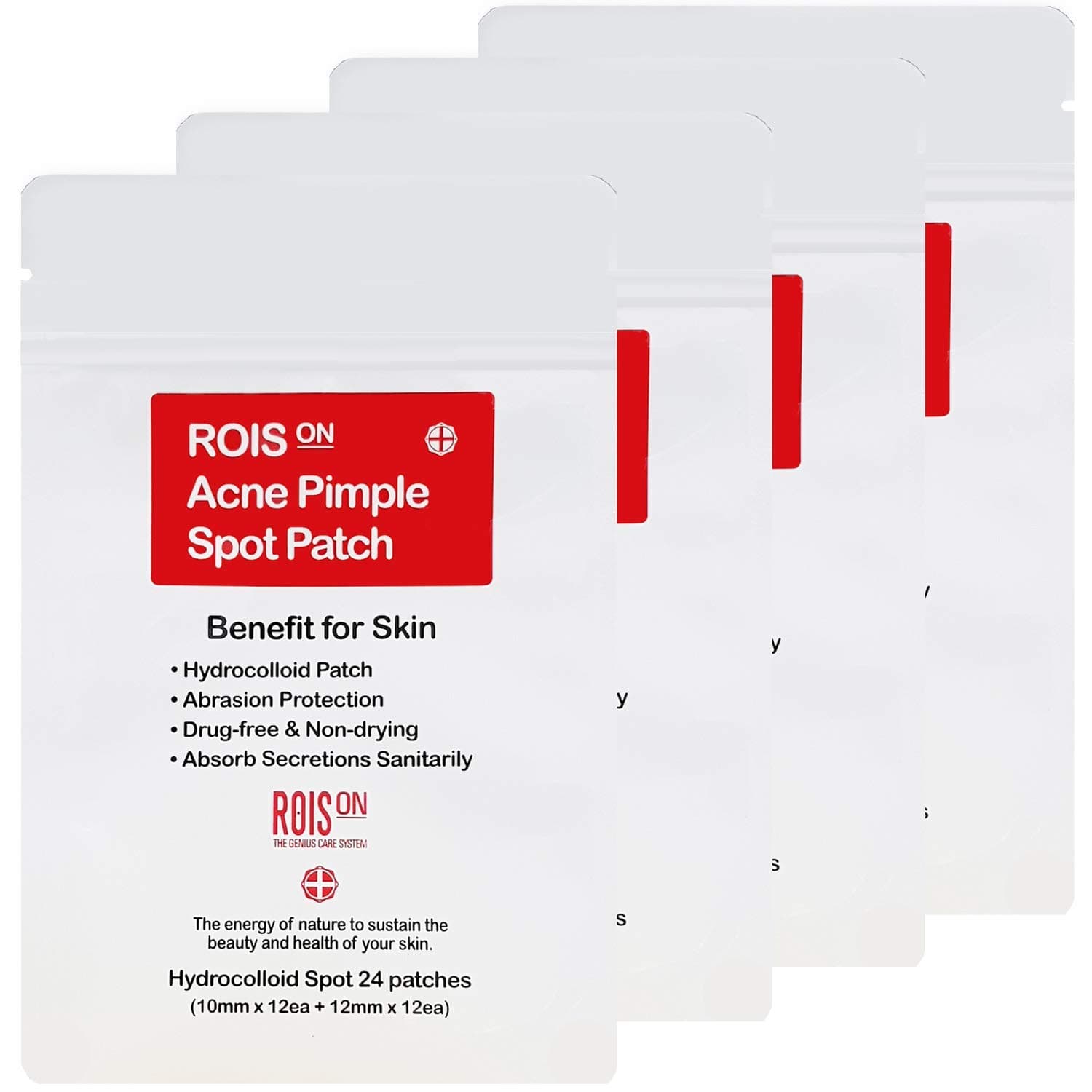 Rois On Hydrocolloid Acne Pimple Healing Spot Patch | FDA approved | 10mm & 12mm set (4 Pack)