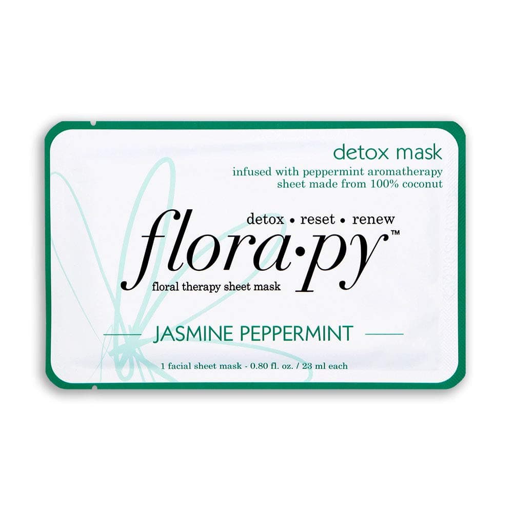 Aromatherapy Facial Sheet Mask - Hydrating - Essential Oils - Detox Jasmine Peppermint (Single) by Florapy Beauty
