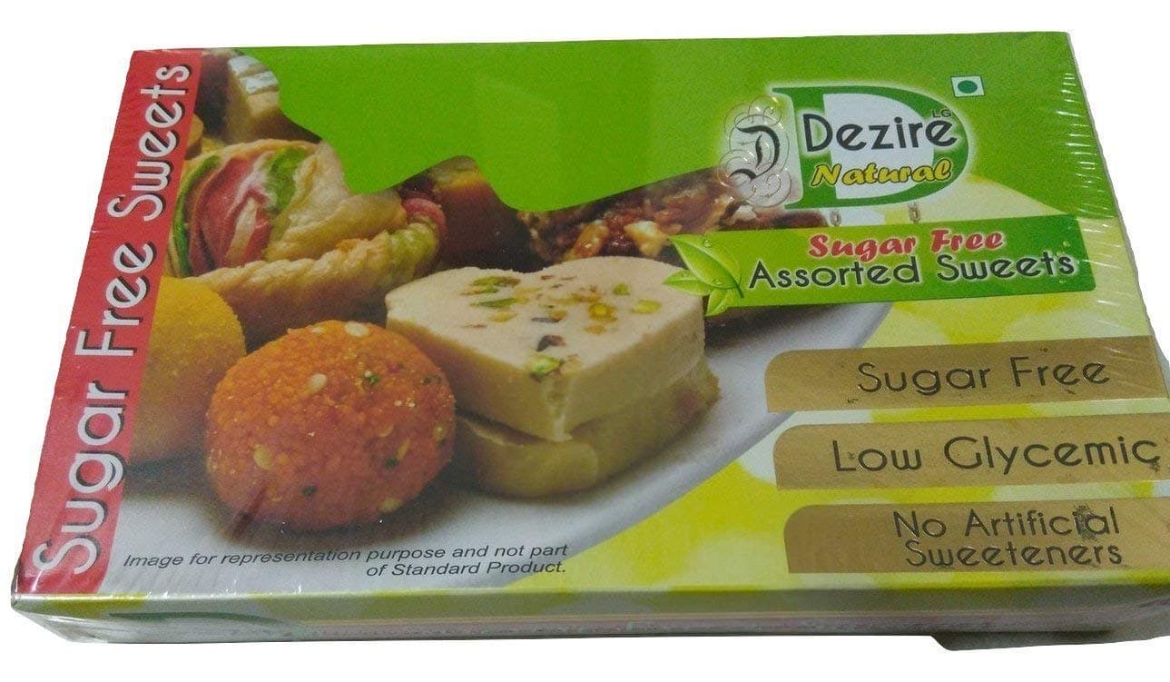 Dezire Natural Sugar-Free Assorted Sweets | Low GI Diabetic-Friendly Indian Sweets | Traditional Festive Sweet Gift Pack | 500g