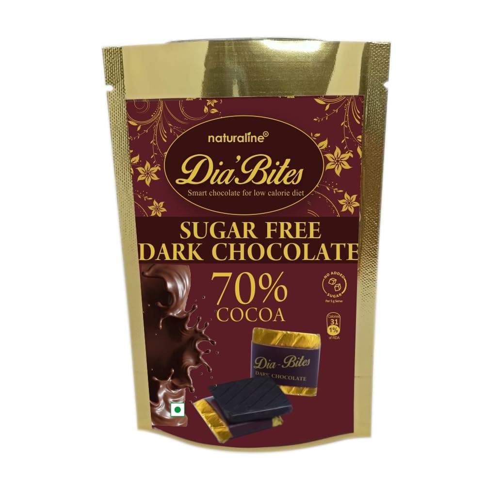 NATURALINE ; NATURAL HEALTHY PRODUCTS Dia-Bites Sugar Free Dark Chocolate Vegan Pure Natural Xylitol Artisan Dark Chocolate Diabites Diabetic Chocolate,40 Grams