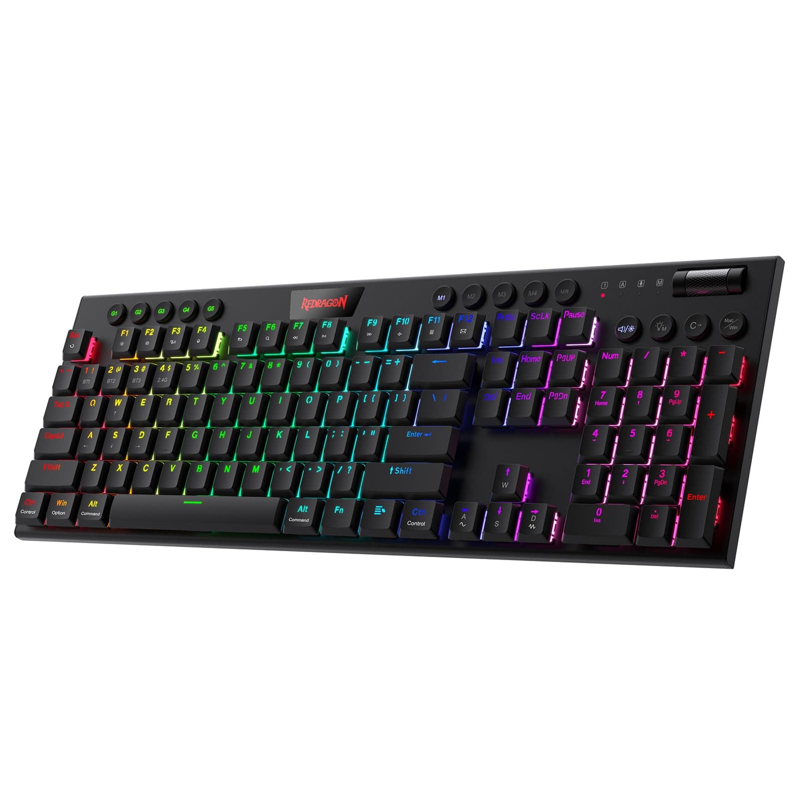 K618 PRO 3-Mode Wireless RGB Mechanical Keyboard, BT/2.4Ghz/Wired Low Profile Win/Mac Gaming Keyboard w/Ultra-Thin Design, Dedicated Media Control & Linear Red Switch