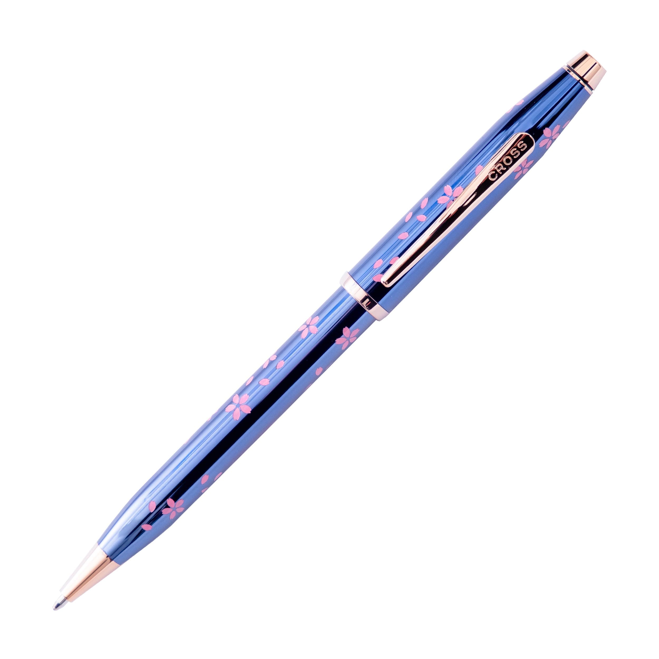 Century II Cherry Blossom Translucent Blue Lacquer with Polished Rose Gold PVD Appointments Ballpoint Pen