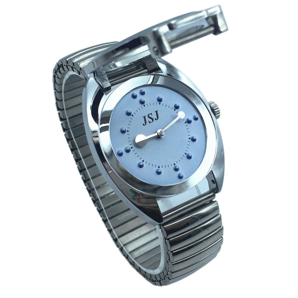 Braille Touch Watch for Blind People or the Elderly - Blue Dial, Stretchy Bracelet, Bracelet, Bracelet