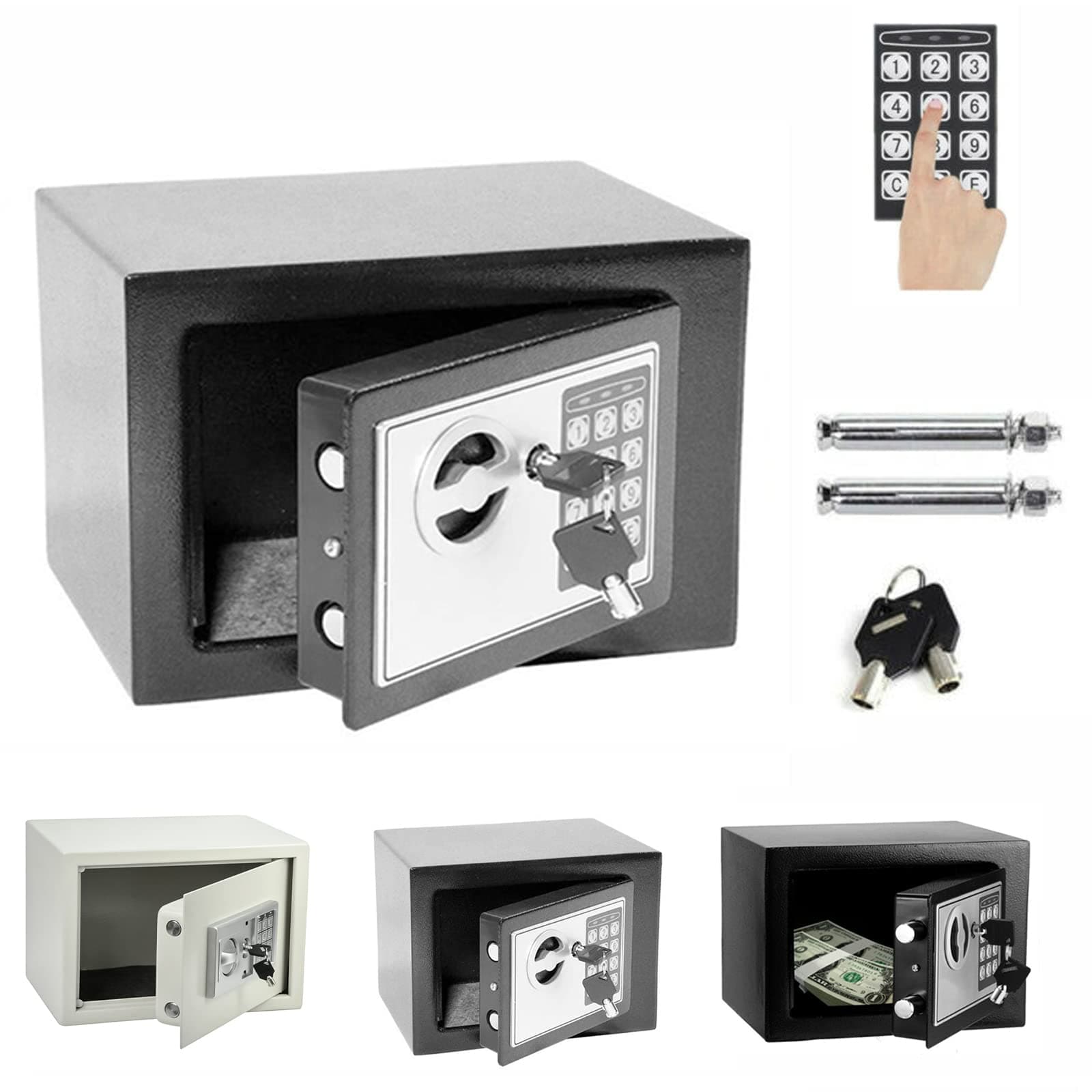 Small Value Safe, Safebox For Home, 8.5L Fireproof Safe High Security Steel Office Digital Electronic Safe Box Safes With 2 Keypad For Jewellery Money Valuables Small Value Safe, Gery, 20x31x20cm