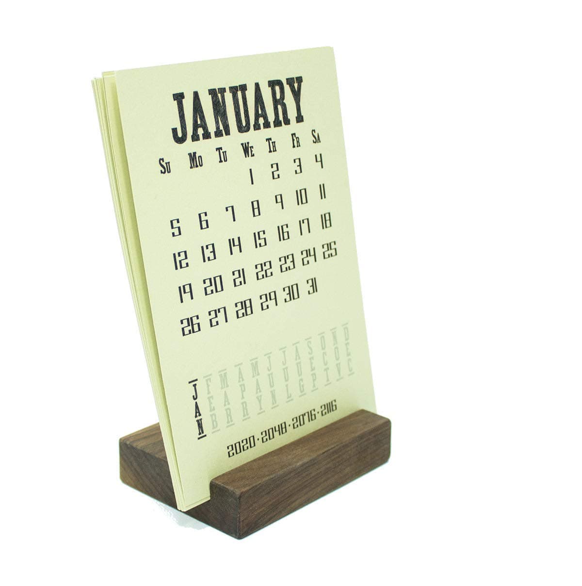 2026 Walnut Wood Block Desk Calendar Stand