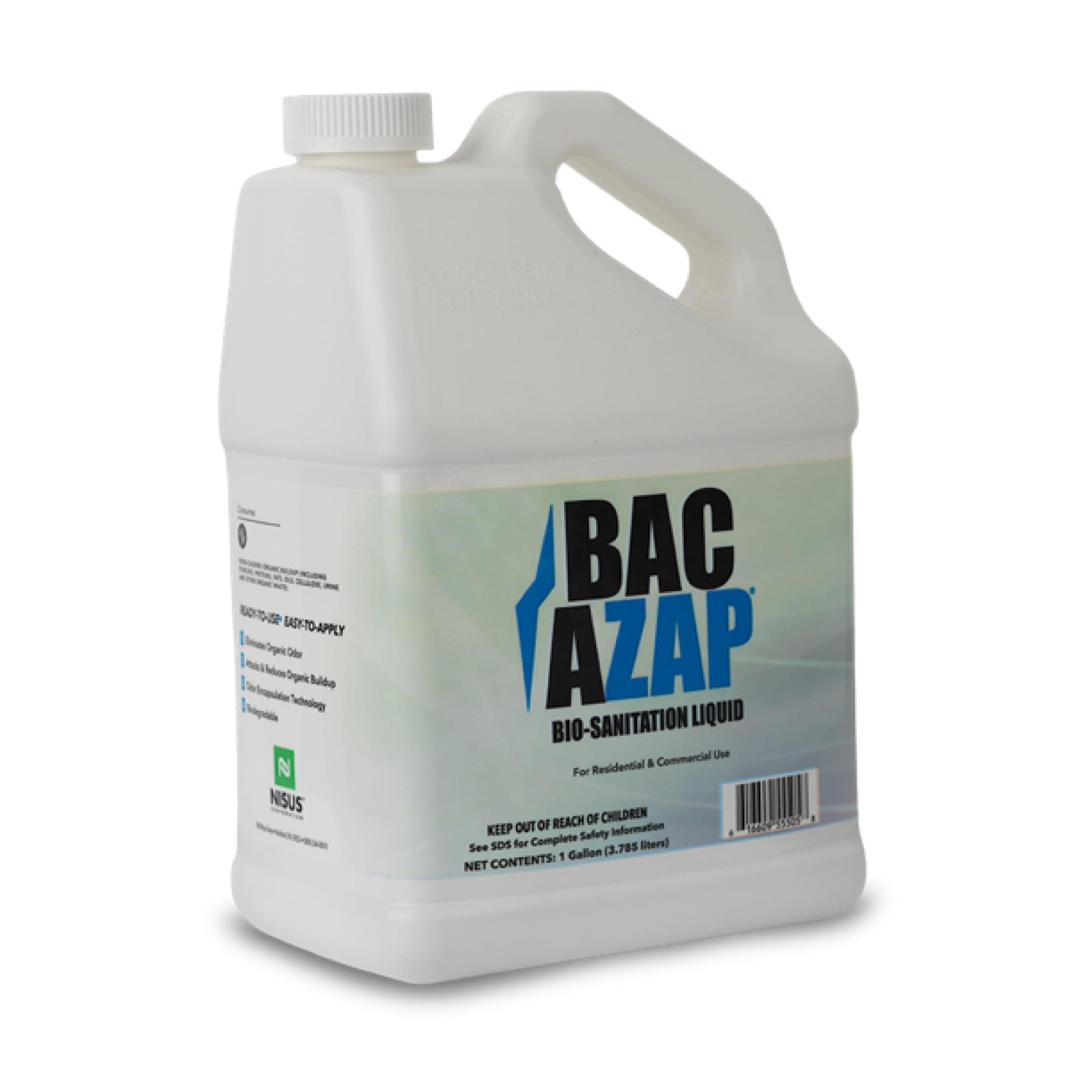 Bac-Azap Odor Eliminator, Ready-to-Use Bio-Sanitization Liquid, Neutralizes Organic Waste Odors, Safe for Plumbing, 1 Gallon