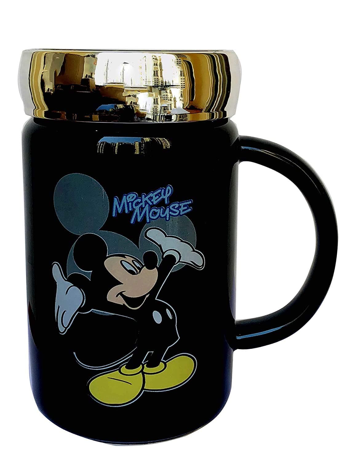 Saanveria Ceramic Mug With Cap And Handle - Black, 500 ml