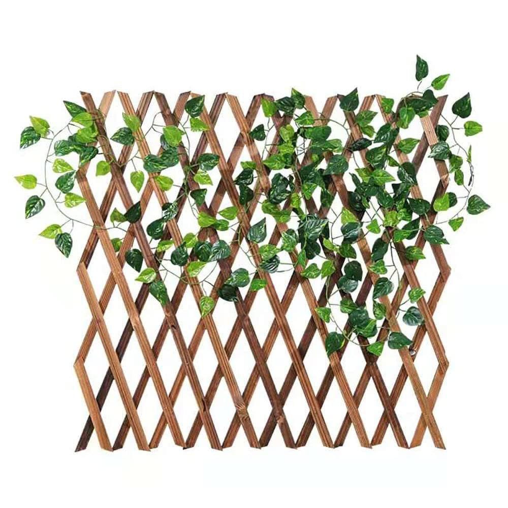 LINGWEI Expandable Wooden Fence, Artificial Hedge Garden Trellis Plant Climbing Frame, Plant Climbing Vines For Garden,Office,Balconies.(105cm (2pcs))
