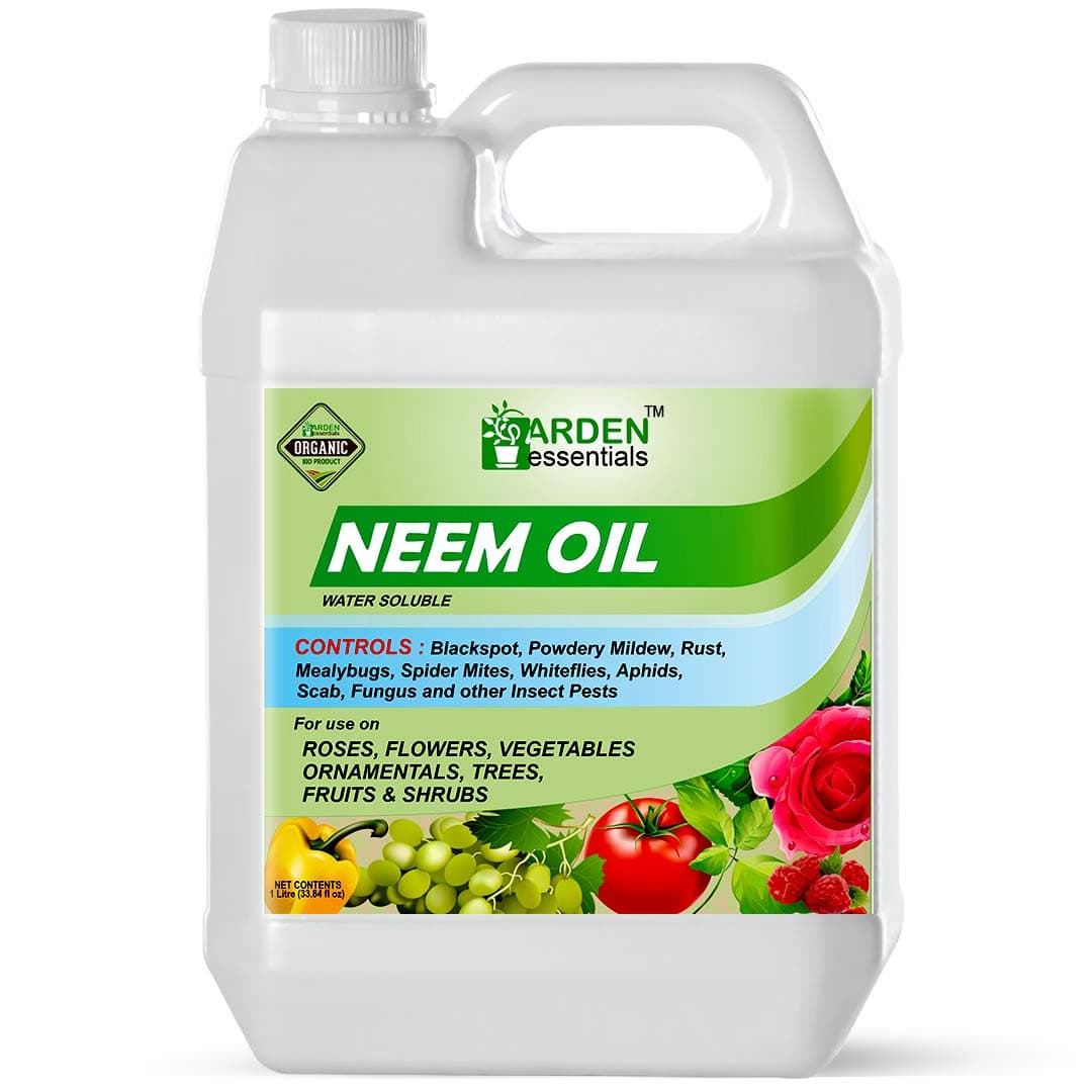 Neem Oil for Plants Insects Spray - Neem Oil for Plants - Organic Cold Pressed, Pure Neem Oil for Spray on Plants & Garden with Measuring Cup (water soluble) 1 Litre (1 Litre)