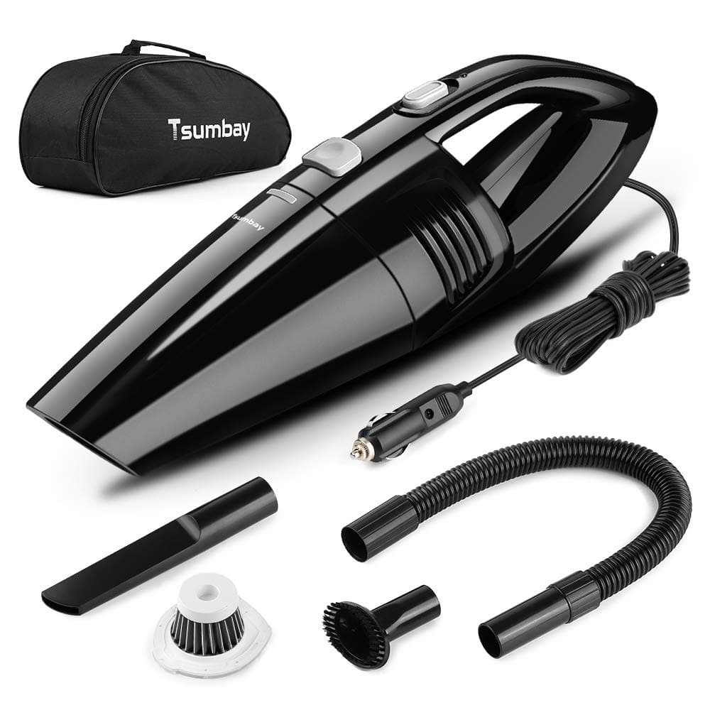 Tsumbay Home Vanuum 12V 120W Car Vanuum Cleaner 5000PA Strong Suction Potable Handheld Auto Vacuum Cleaner Mini Vacuum Cleaner Handheld with Stainless Steel Filter, Corded Car Vacuum with Carry Bag