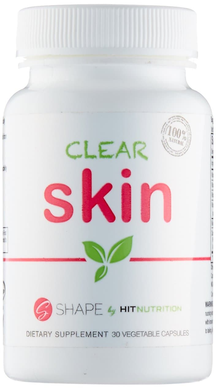 HIT ShapeClear Skin, 100% Natural Product with Clinically Proven Kiwi Seed Extract and Ceramide-PCD for fighting Acne, 30 Vegetable Caps