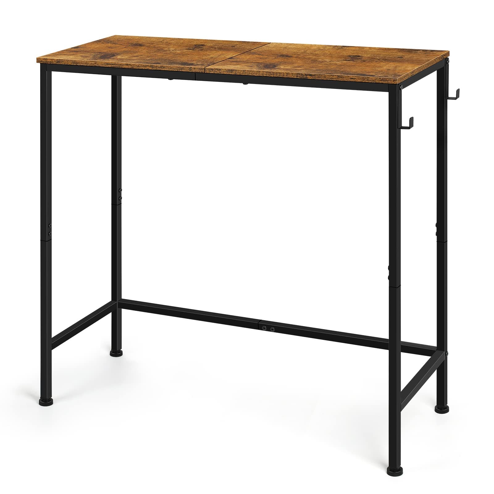 BTY Narrow Console Table Small Entryway Table Industrial Couch Table Behind Sofa Table Hallway Table with Hooks for Living Room Foyer Bedroom Corridor Office Rustic Brown