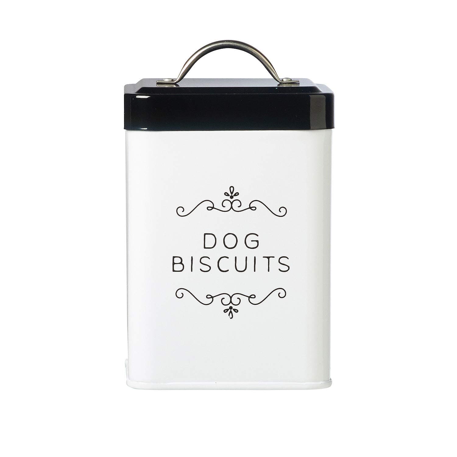 Amici Pet Pet Treat Collection, , Sparky Dog Biscuits Metal Storage Canister, 36 oz, White