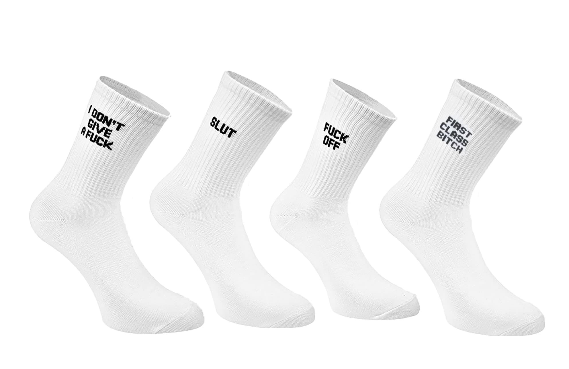 Ryshman Womens Christmas Novelty Crew Tube Socks with Funny Sayings Fuck Off