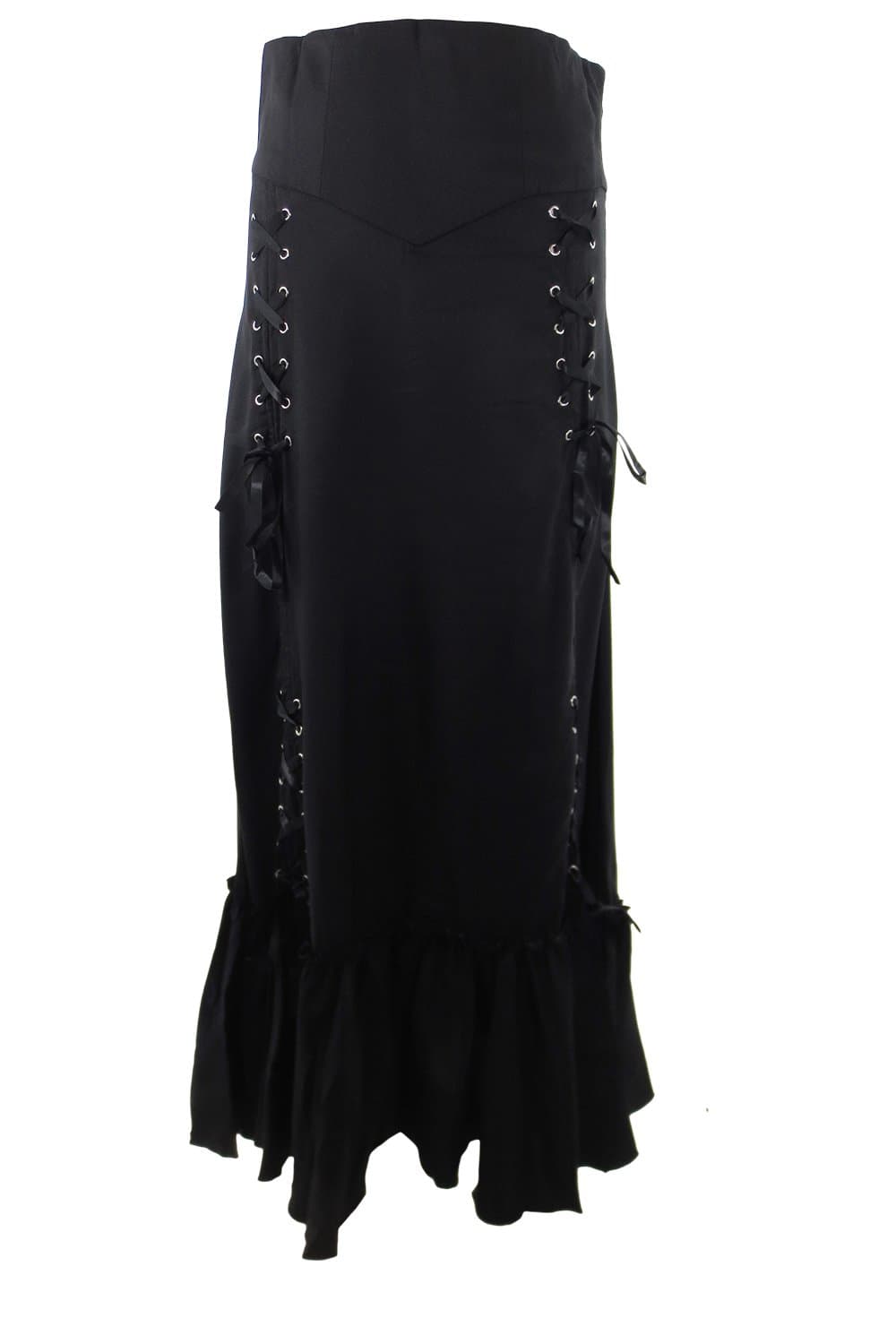 Gothic Victorian Steampunk Black Long Sateen 3-Way Corset Skirt