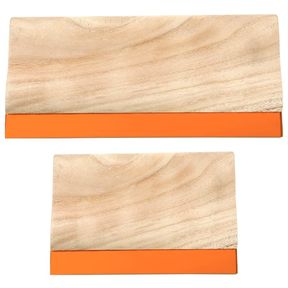 Caydo 2 Pieces 2 Sizes Screen Printing Squeegee, 75 Durometer Wooden Ink Scraper for Screen Printing, 9.4 and 5.9 inch