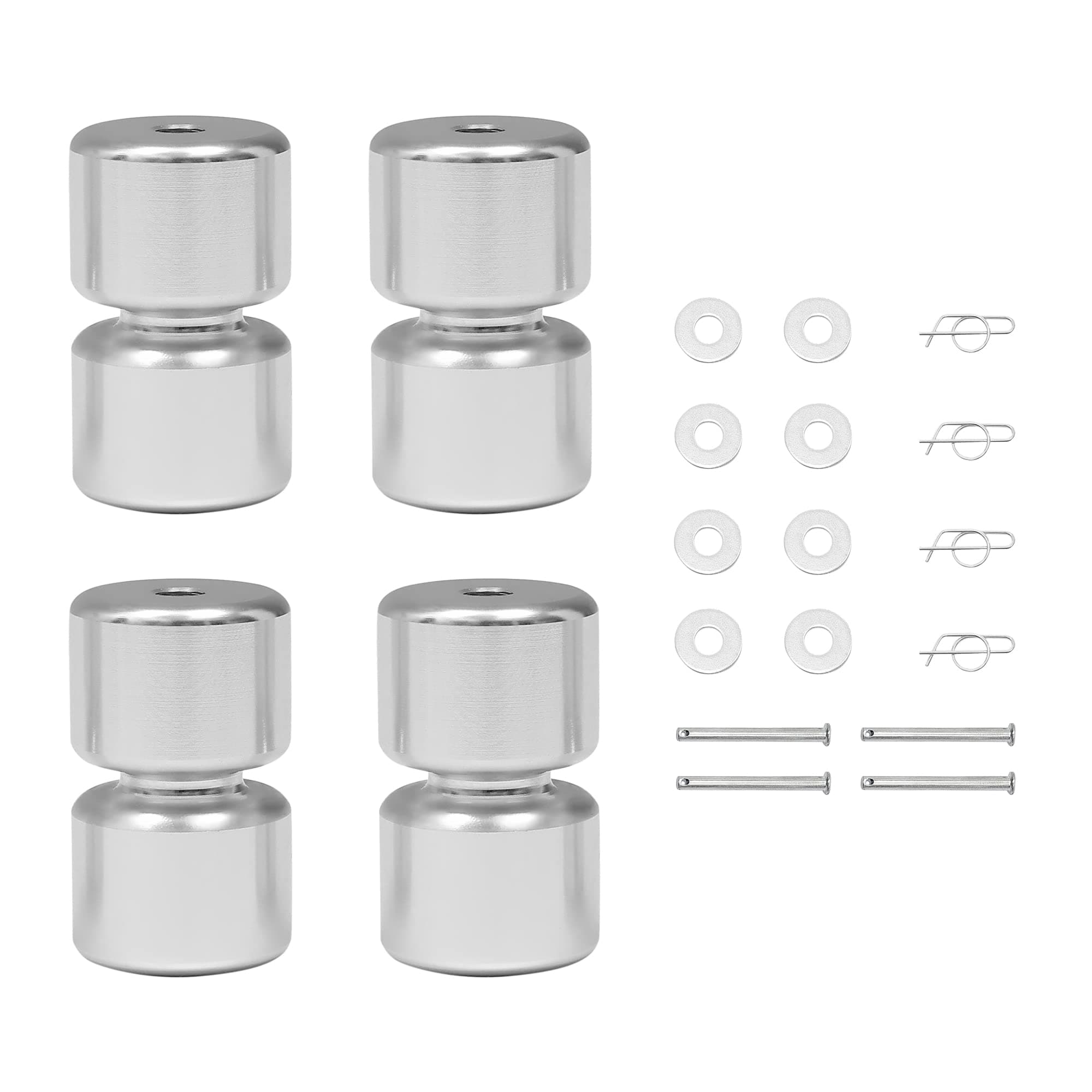 Trailer Lift Assist Rollers Replacement Kit, Compatible with Trailer Tailgate Lift Assist Kit, Aluminum Alloy Rollers Pins Washers Rings (4PCS) | Trailer Parts