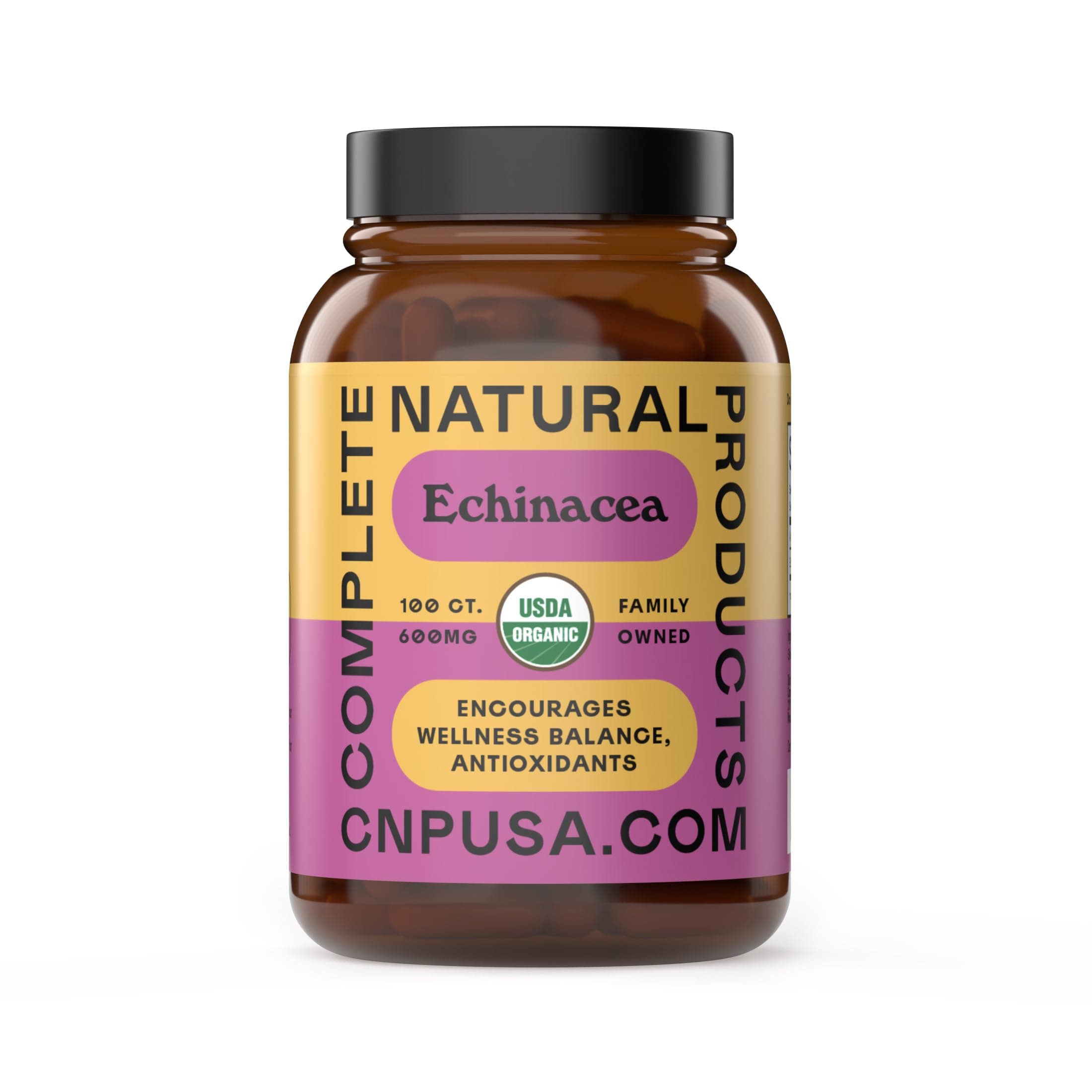 Organic Echinacea Capsules 600mg, 100ct | Plant-Based, Immune System & Seasonal Health Support | Pure Herb, Non-GMO, Vegan Capsules