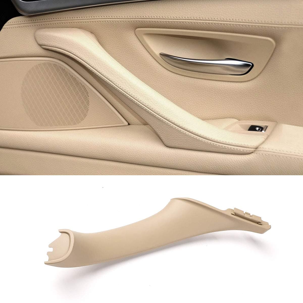 Jaronx Door Pull Handle for BMW 5 Series F10/F11,Right Side Passenger Door Pull Handles Inner Door Handle for BMW F10/F11 520 523 525 528 530 535 2010-2016 (Leather Outer Cover NOT Included)(Beige)