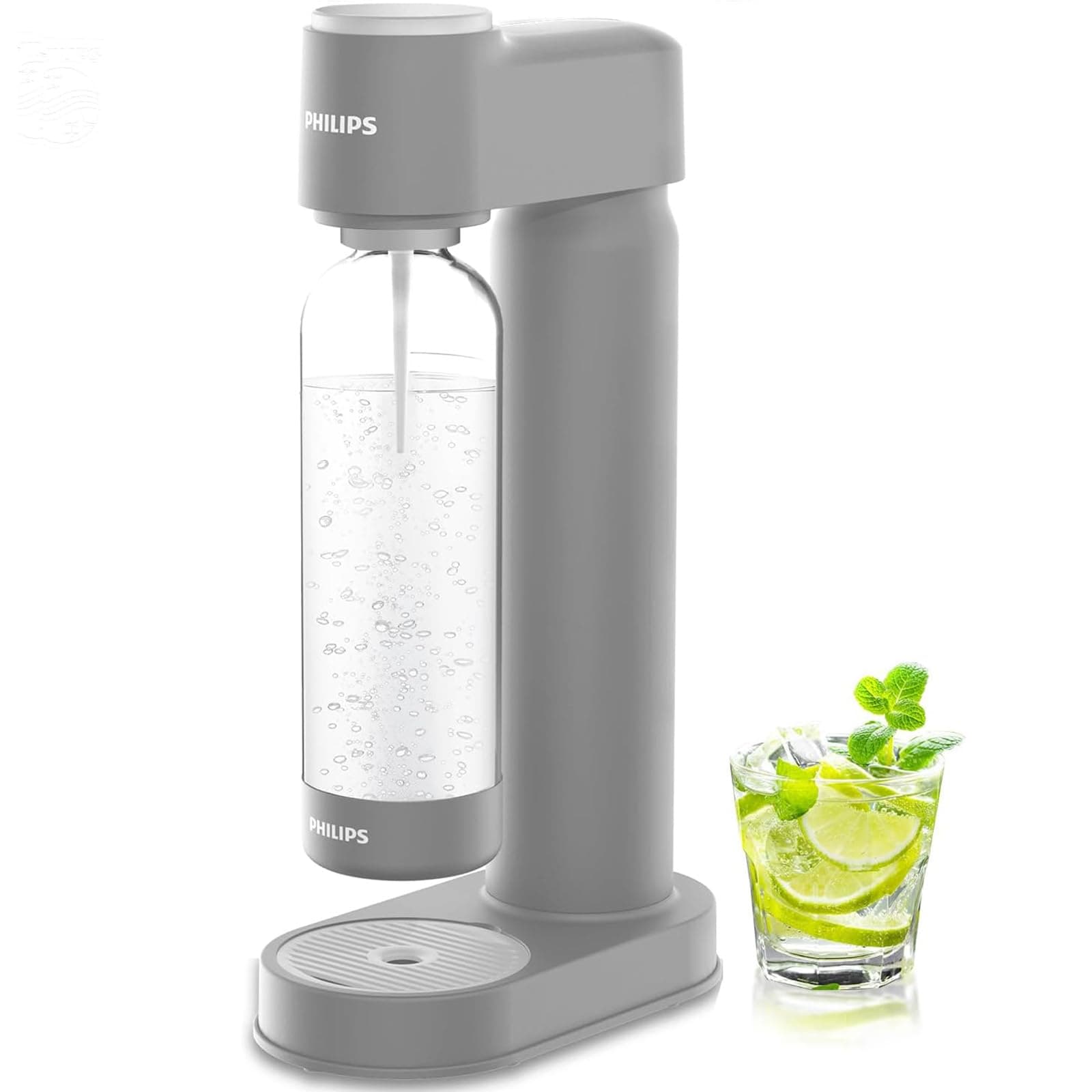 Sparkling Water Maker ADD4901GROQ/37, Plastic Soda Streaming Machine with Quick Twist Bottle, 1L BPA free PET Carbonating Bottle, Soda Maker Compatible with 60L CO2 Carbonator (NOT Included)