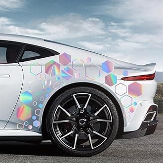 52 Grids Honeycomb Graphics Car Vinyl Decal Car Side Body Sticker Hexagon Geometric Pattern Vinyl Sticker Decoration Exterior Accessories for SUV Sedan Pickup Vehicle (Colorful)