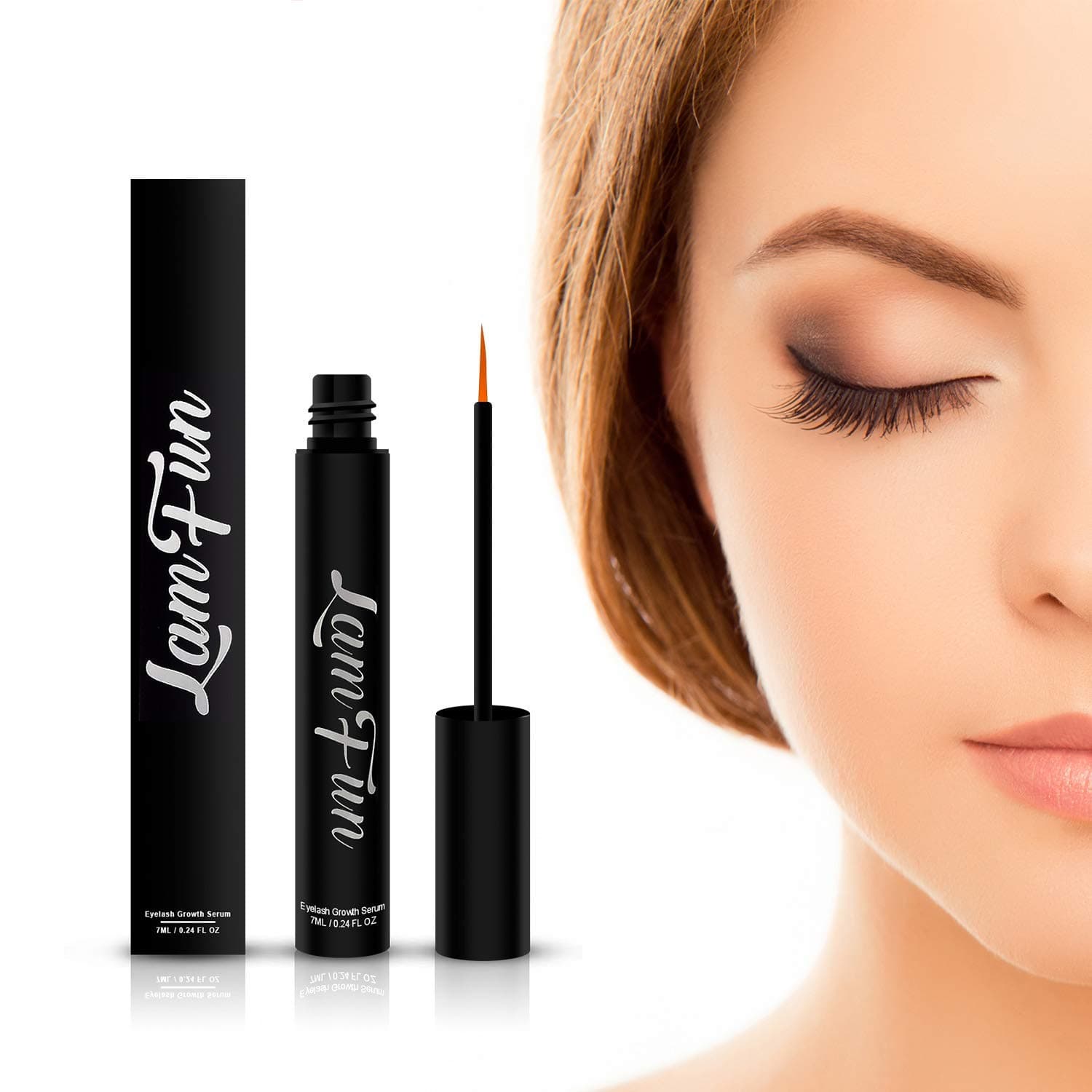 Eyelash Growth Serum, LamFun Natural Lash and Brow Boost Enhancer & Eyebrow Growth Serum for Longer, Thicker Lashes and Brows, FDA Approved, Irritation-Free Formula, 7ML (0.24fl oz/14ML)