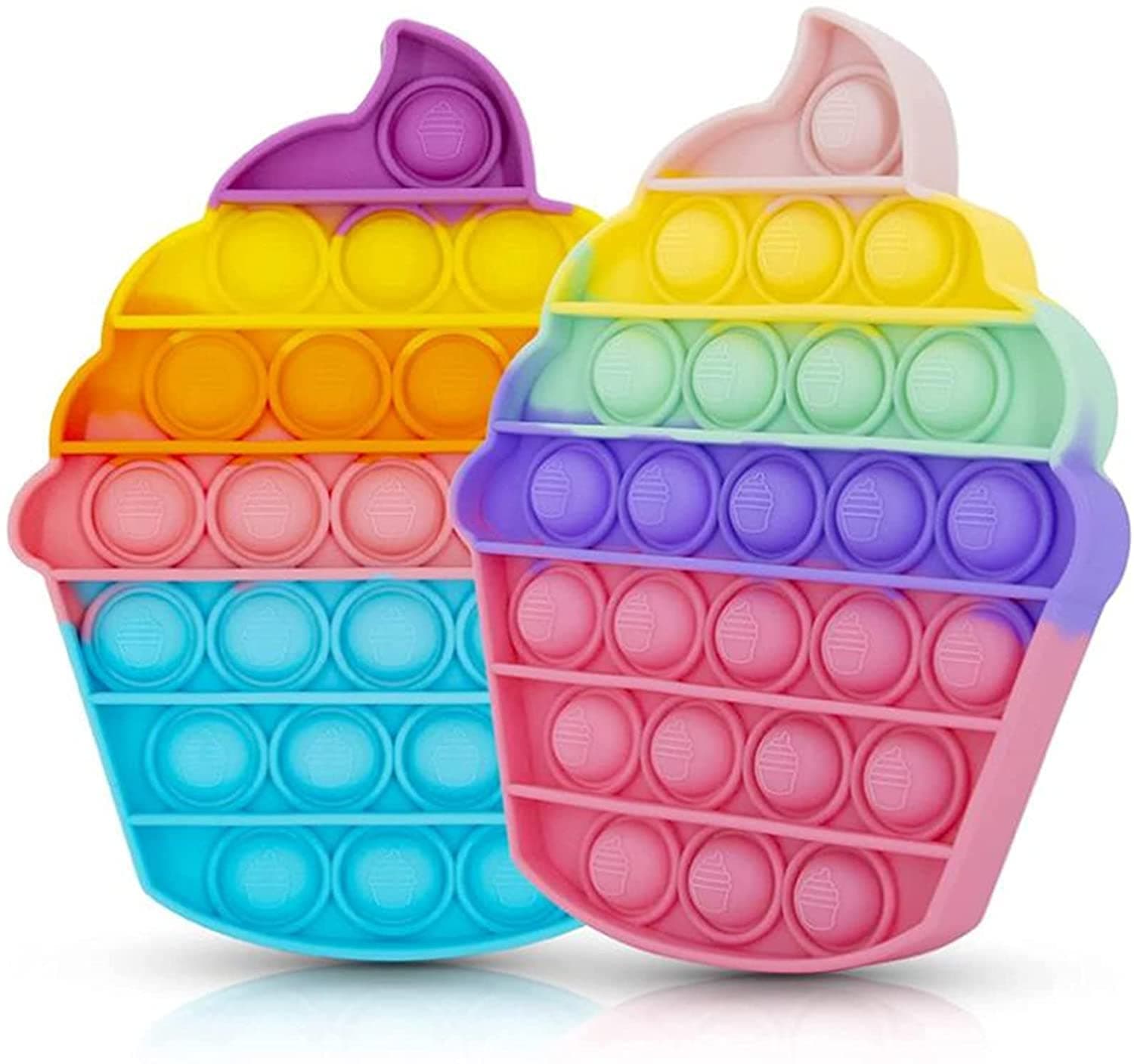 B&K Push pop Bubble Sensory Fidget Toy, and Autism Special Needs Stress Reliever Anxiety Relief Toy, Silicone Squeeze Sensory Toys for Kids and Adults (ICE CREAM)