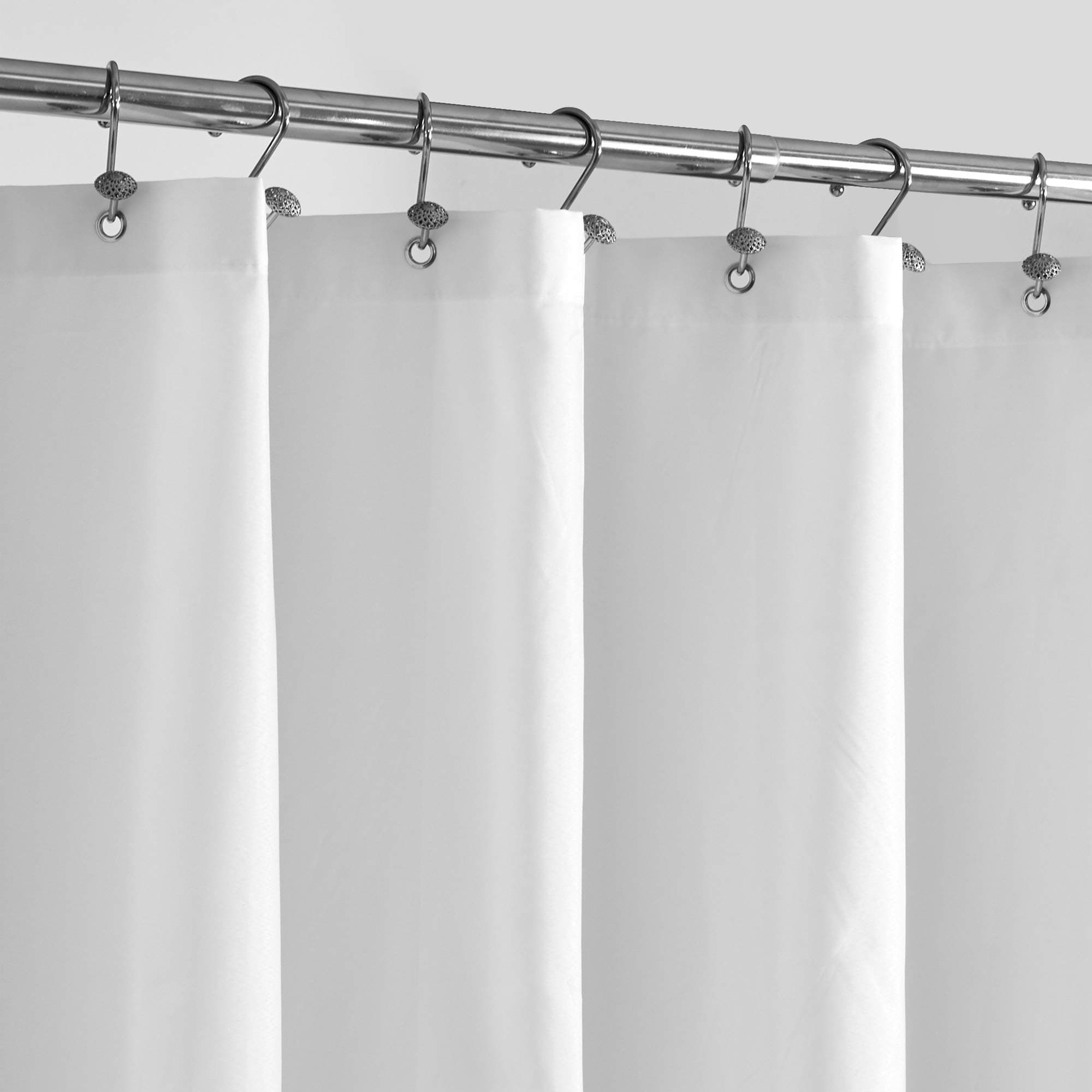 Waterproof Fabric Shower Curtain Liner - Soft & Light-Weight, 3 Bottom Magnets, Hotel Quality & Machine Washable - Standard Size 72x72, White