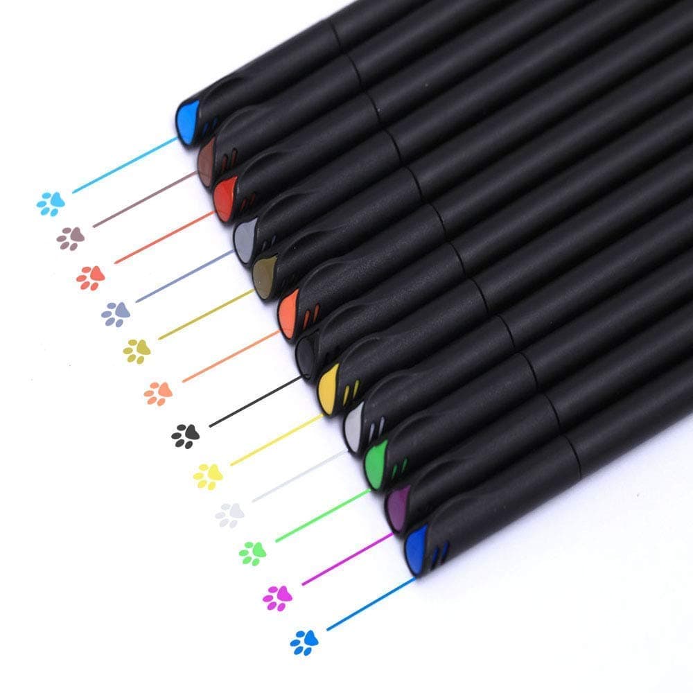 AukCherie Journal Planner Pens, 12 Colors Fineliner Pens Sketch Writing Drawing Pens for Bullet Journal Note Taking and Coloring Books Calendar Coloring Office School Art Supplies