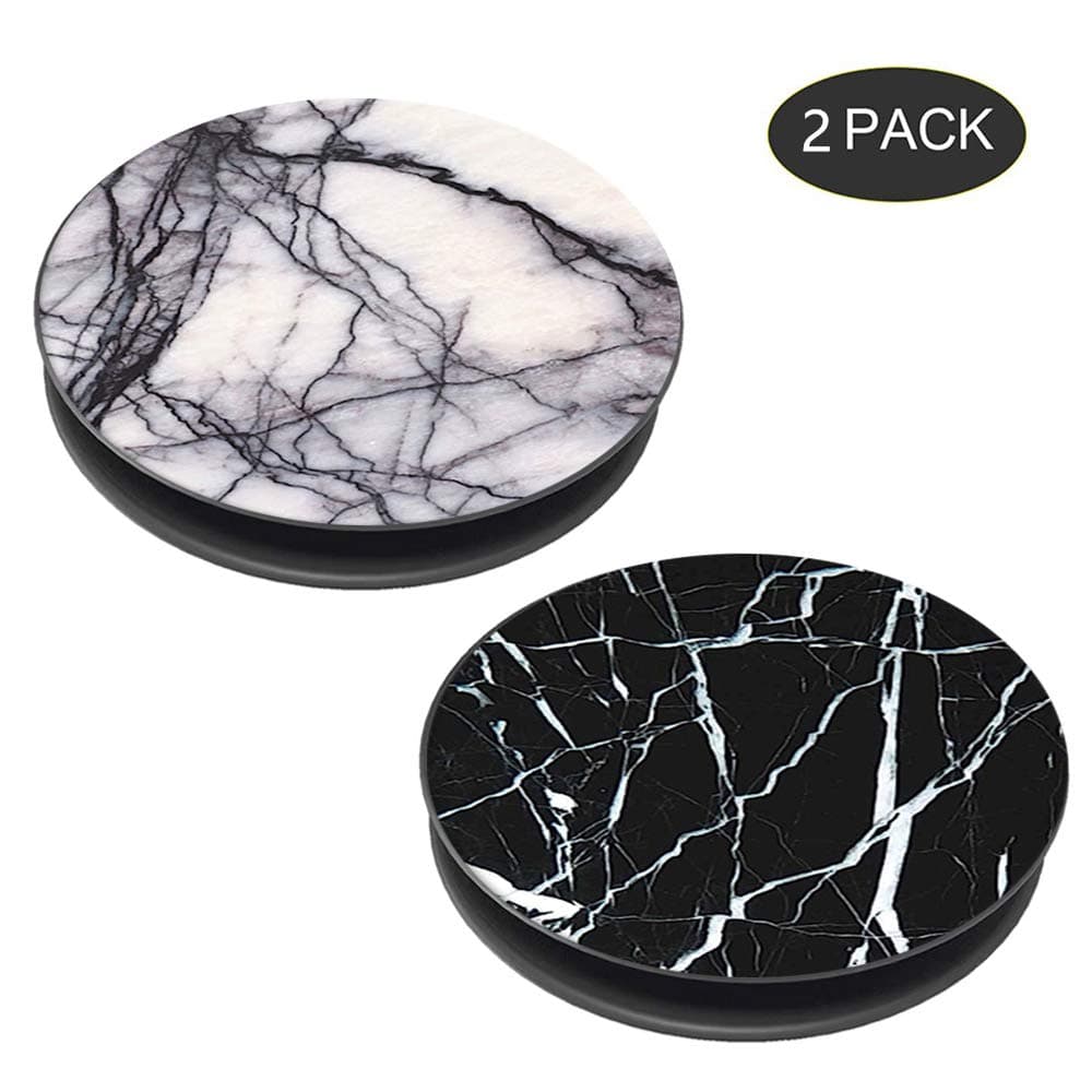 Yunguo (2 pack) Phone Bracket Holder Handy Stand Universal for Smartphones and Tablets - White marble/Black marble