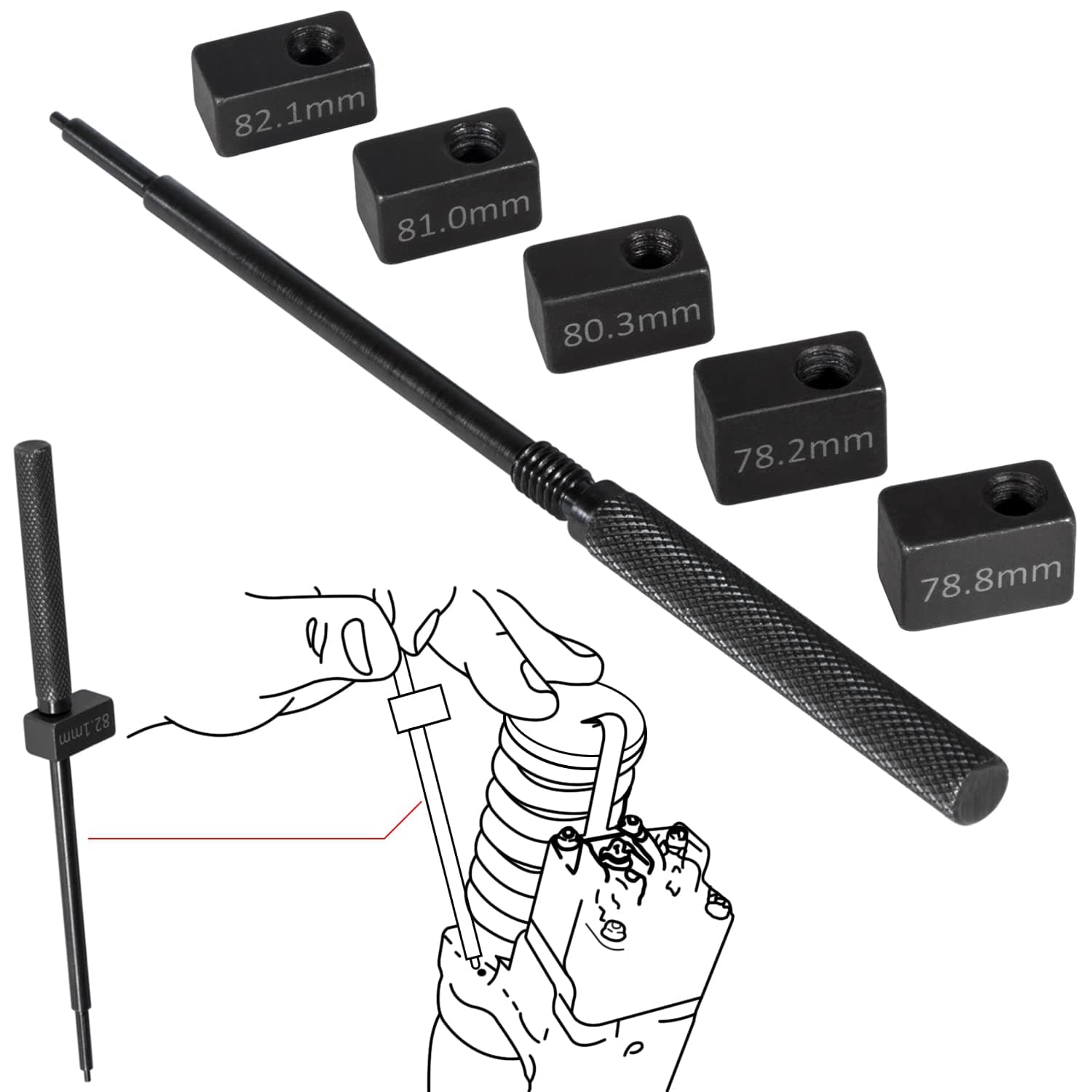 E-cowlboy 3350 Injector Height Gauge Kit for Detroit Diesel Series 50 & 60 Engines, Plastic & Metal Body, Includes 78.2mm, 78.8mm, 80.3mm, 81.0mm & 82.1mm Gauge Blocks, HG - 1590