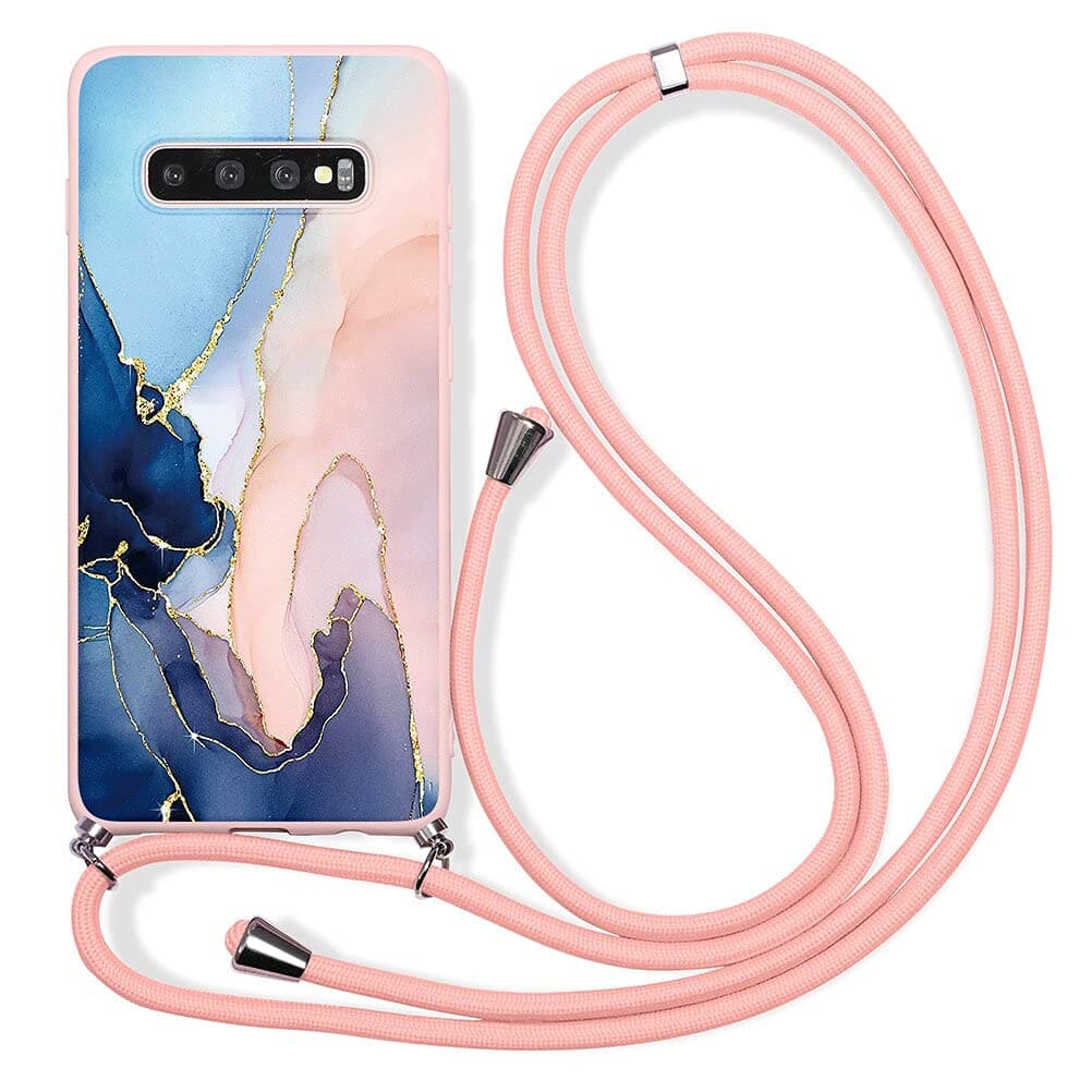 Pnakqil Compatible with Samsung Galaxy A32 4G Case 6.4 inch, Crossbody Adjustable Necklace Lanyard with Fashion Pattern Design Soft Pink TPU Shockproof Protective Case for Samsung A32 4G, Marble