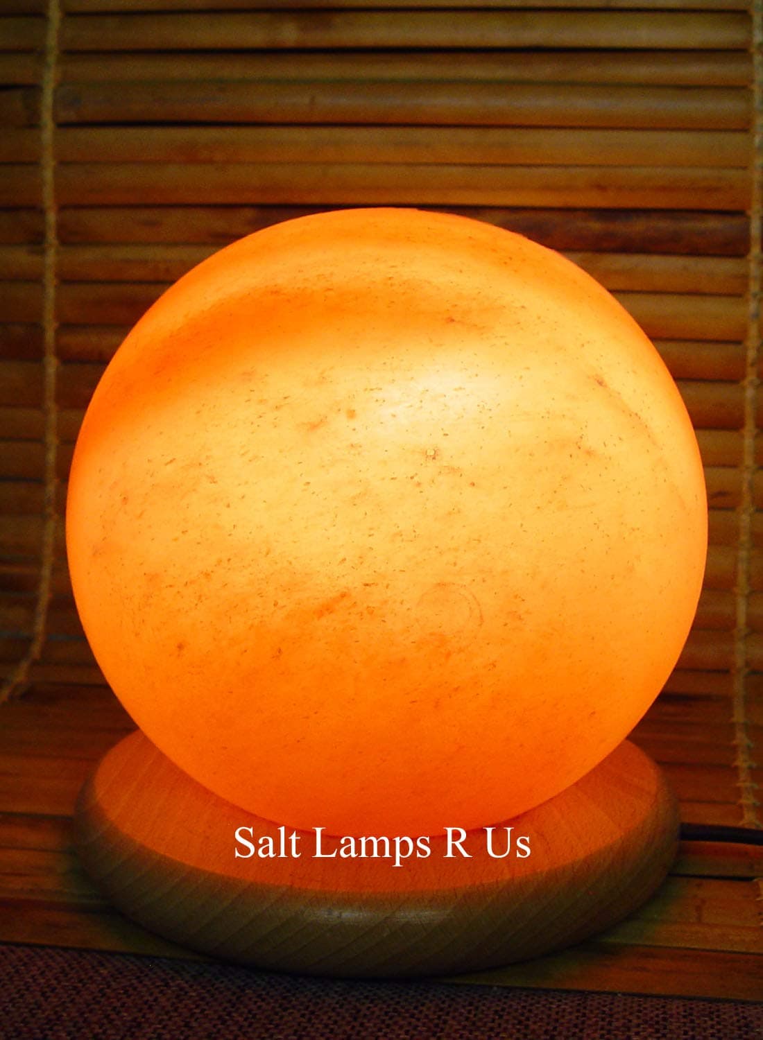 Globe Planet Salt Lamp Pink Himalayan with Wood Base Ready to Plug in Free Salt Candle Holder