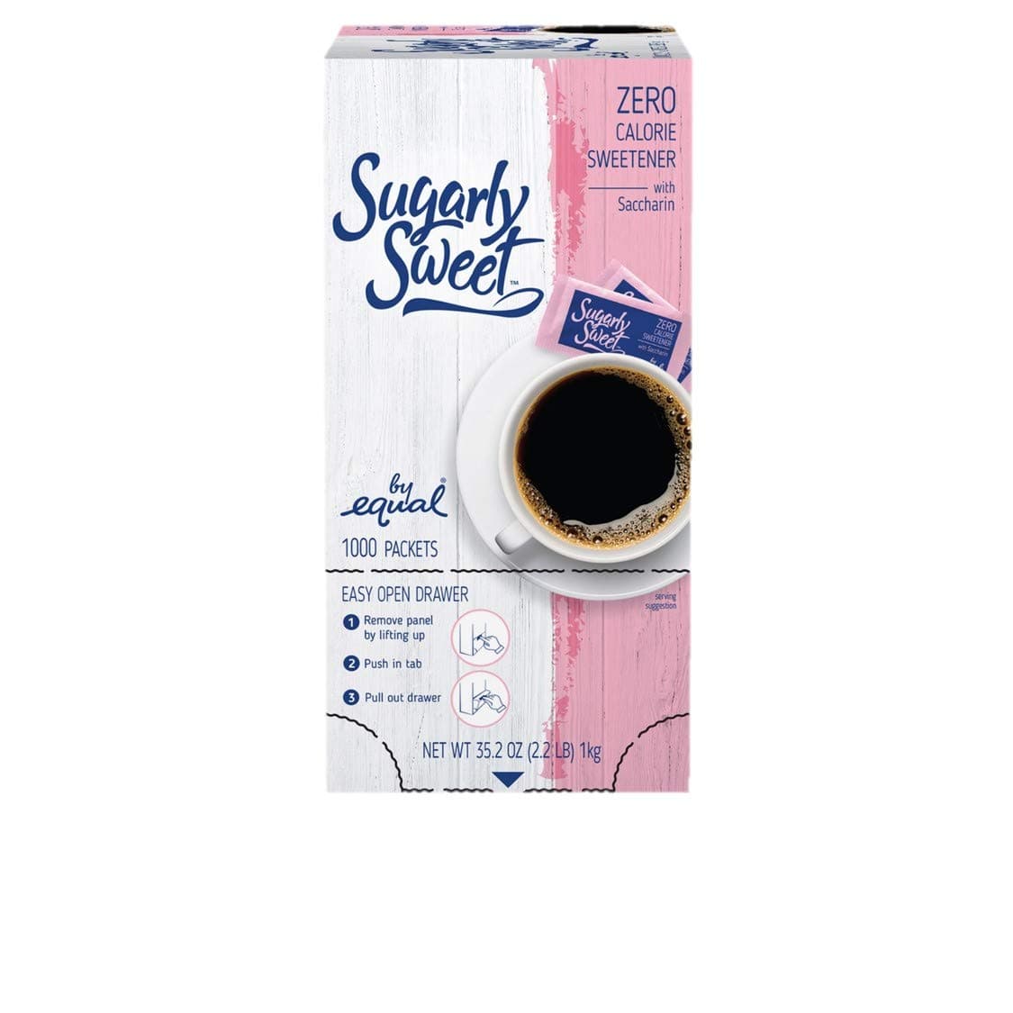 SUGARLY SWEET Zero Calorie Sweetener Packets with Saccharin, Sugar Substitute, Sugar Alternative, Pink Sweetener Packets, 1,000 Packets