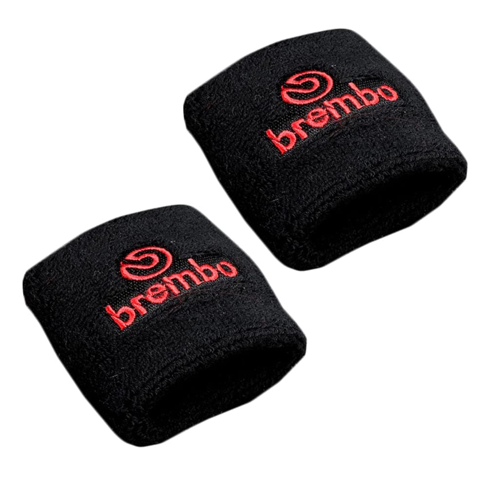 Q1-TECH, JDM Universal Brake Fluid Oil Reservoir Tank Cover Socks for Motorcycles, Sportbikes, Bikes, Compatible with Honda Mitsubishi Project MU Mugen JDM Brake Reservoir Cover 2PCS (BREB-BK)