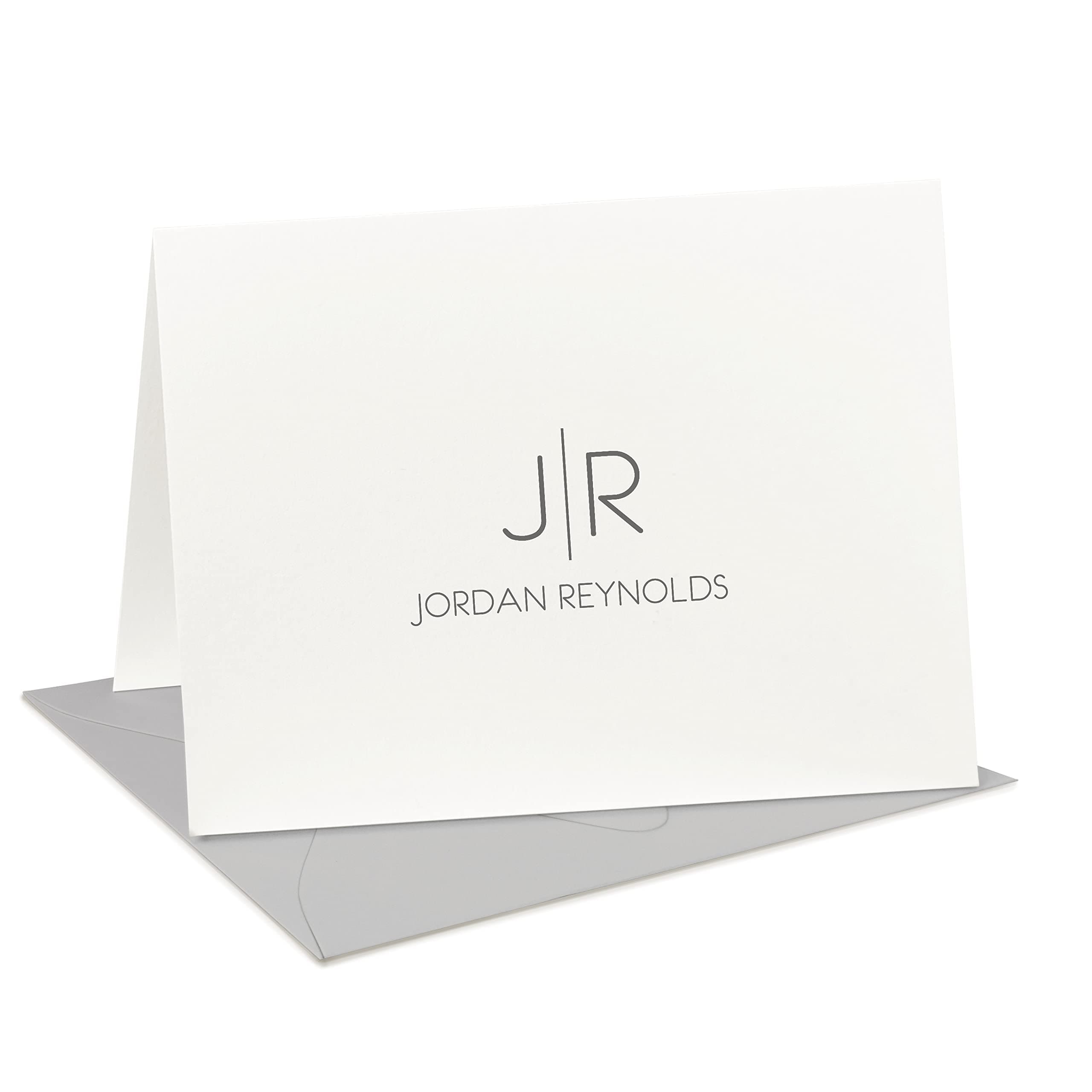 Personalized Stationery Note Cards with Envelopes Personalized Stationery for Women Fold Over Personalized Cards with Envelopes, Personalized Stationery Set with Name and Monogram-Thin Line Mono Fold