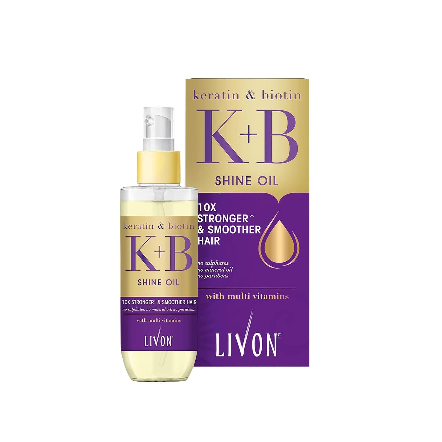 Livon Keratin & Biotin Smoothing Serum Oil | For Stronger & Smoother Hair | Enriched with Multi Vitamins | Sulphate & Paraben Free | Lightweight & Non Greasy | 100ml