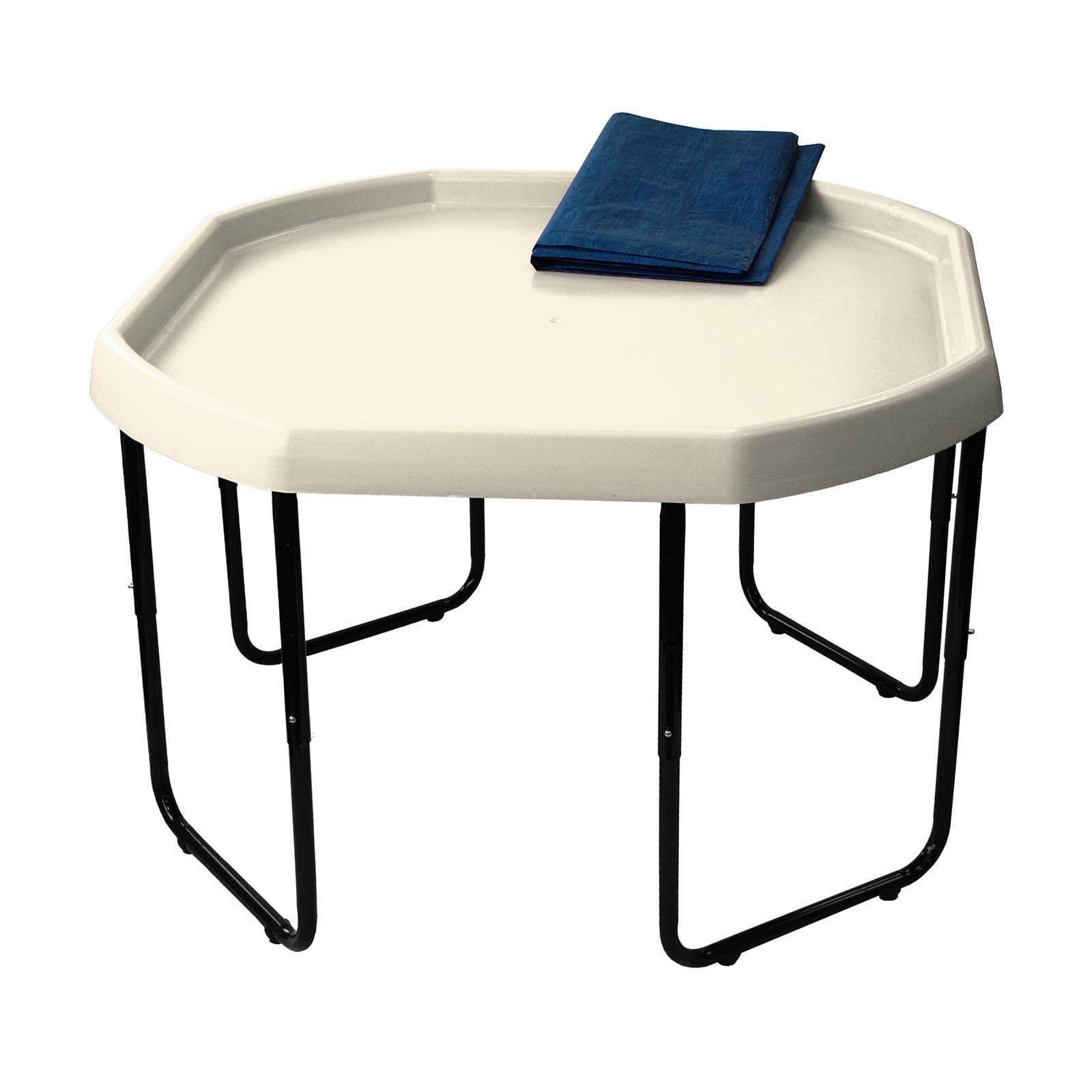 Children's Large Plastic Sand & Water Mixing Play Tray - CREAM - 100cm x 100cm with 3 Tier Height Adjustable Stand and Protective Cover Sheet.