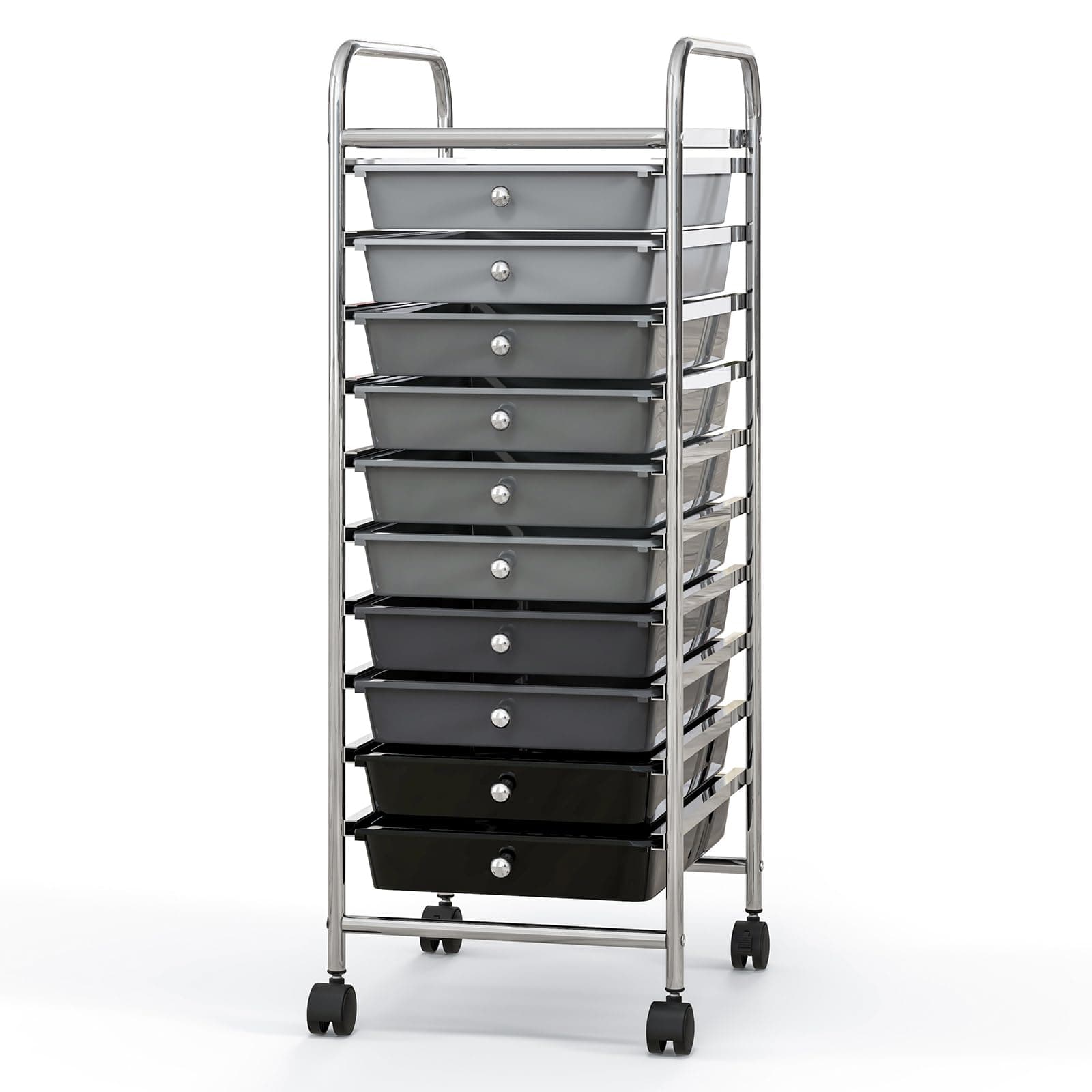 Giantex 10-Drawer Storage Cart w/Universal Wheel, Rolling Cart w/Handle, Home Organizer Storage Unit w/Removable Drawers, Trolley Utility Cart for Kitchen Makeup Living Room Office Play Room