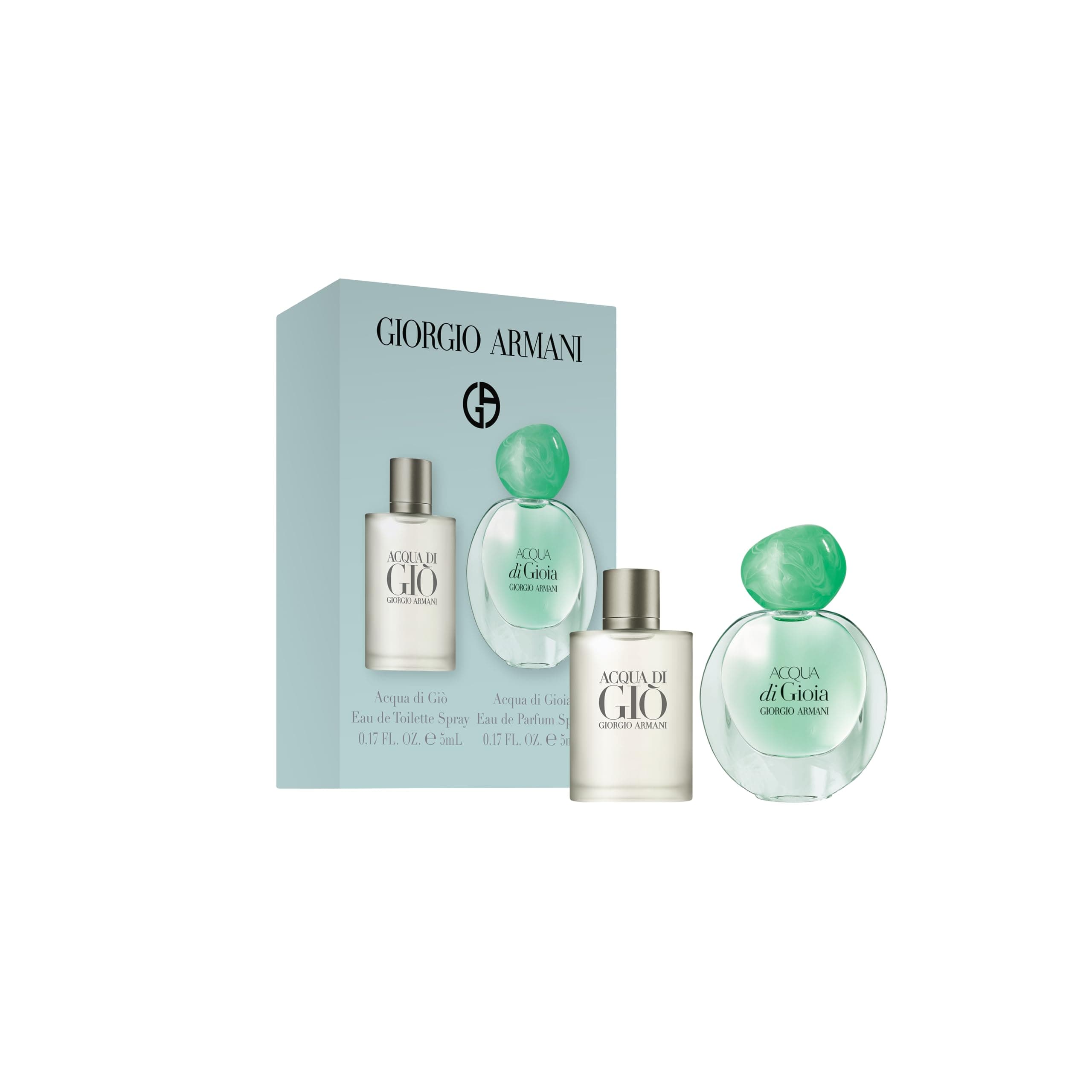 Armani Beauty – Acqua di Gioia Eau de Parfum & Acquia di Giò - 2 Piece Fragrance Mini Gift Set- Mens and Womens Duo- Travel Size