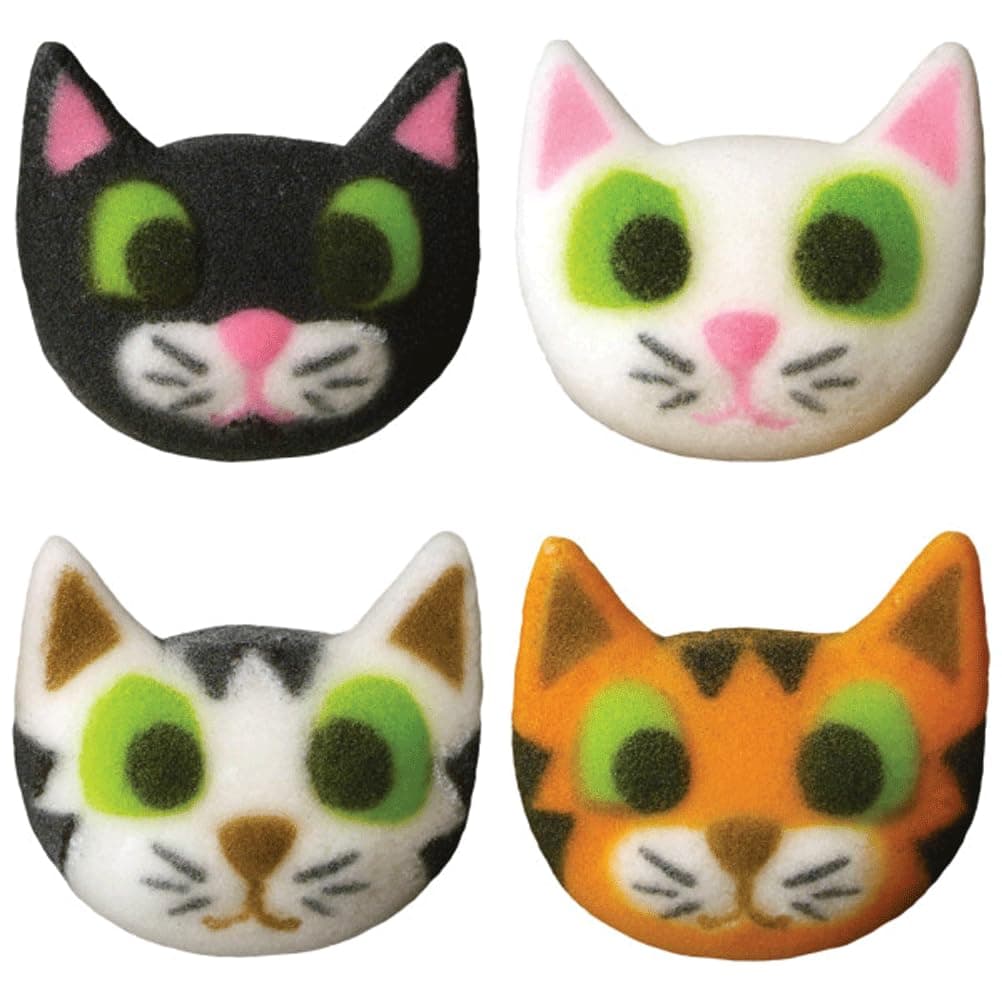 Dec-Ons Decorations Molded Sugar Edible Cupcake Cake Toppers, 12 Count (Cat)