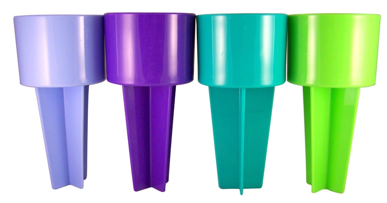 Set of 4 Blue Purple Teal and Lime Green Spiker 8" Beach Sand Cup Holder