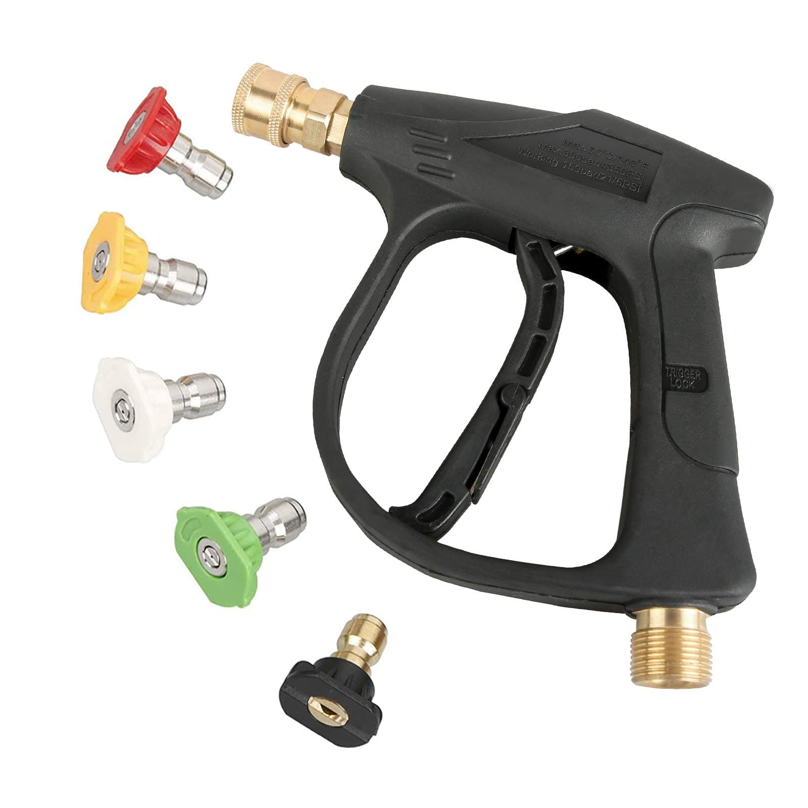 Sooprinse High Pressure Washer Gun,3000 PSI Max with 5 color quick connect Nozzles M22-14 hose connector 3.0 TIP