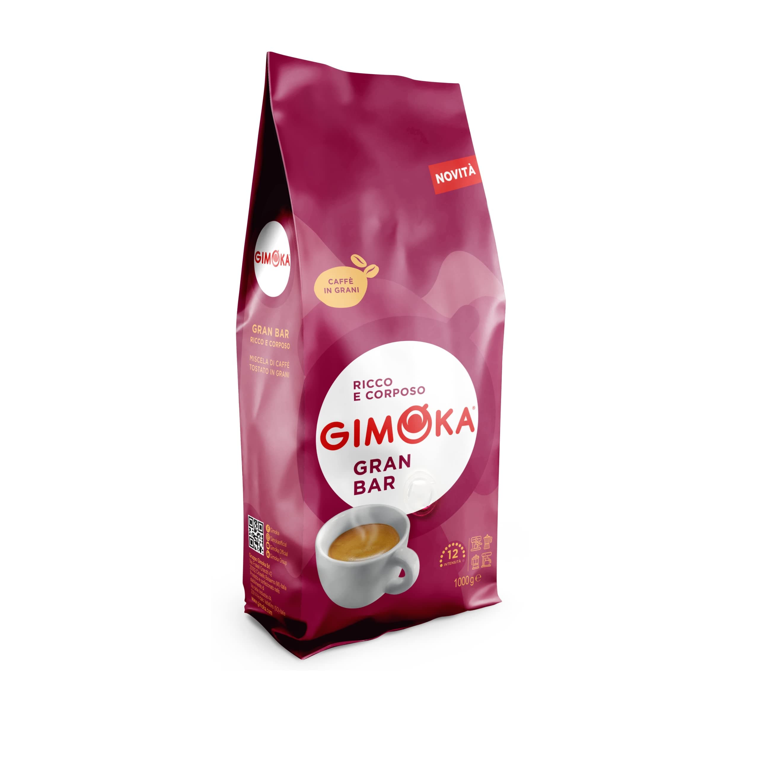 Gran Bar, Italian Espresso Coffee Beans, Light Roast - 1 Kg